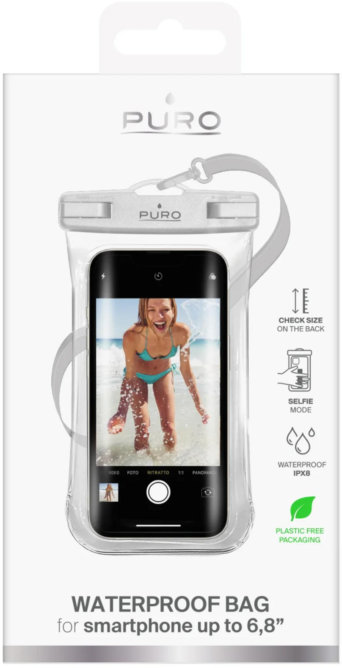 Borsa impermeabile per smartphone fino a 6,8 pollici con donna in bikini.