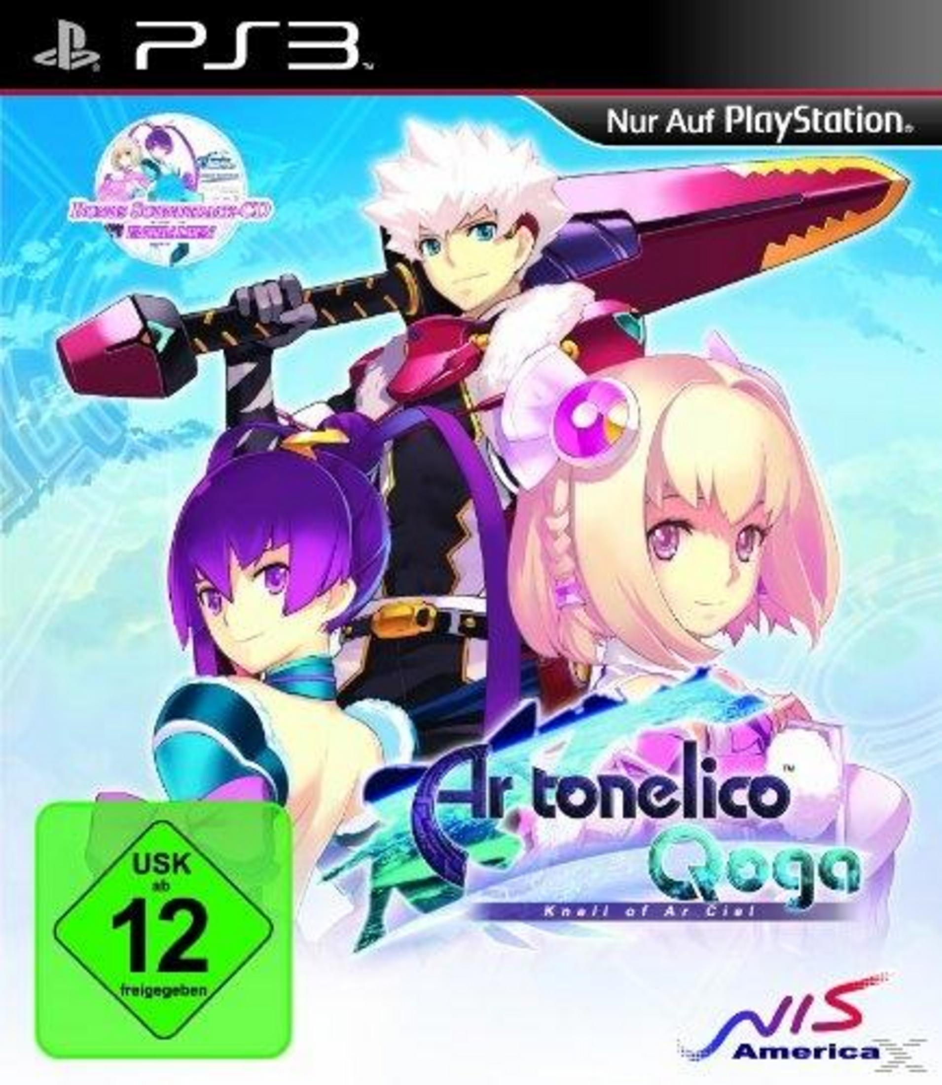 PS3-Spielcover mit drei Anime-Charakteren und einem großen Schwert.