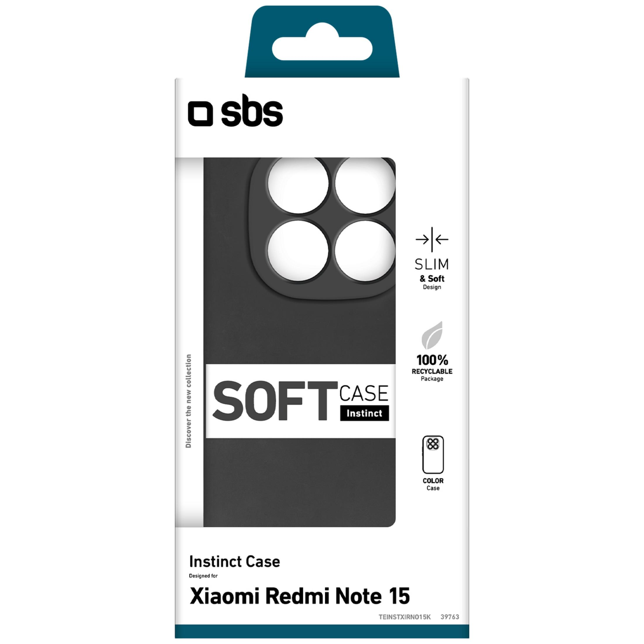 Embalaje de funda blanda SBS Instinct para Xiaomi Redmi Note 15, negro.