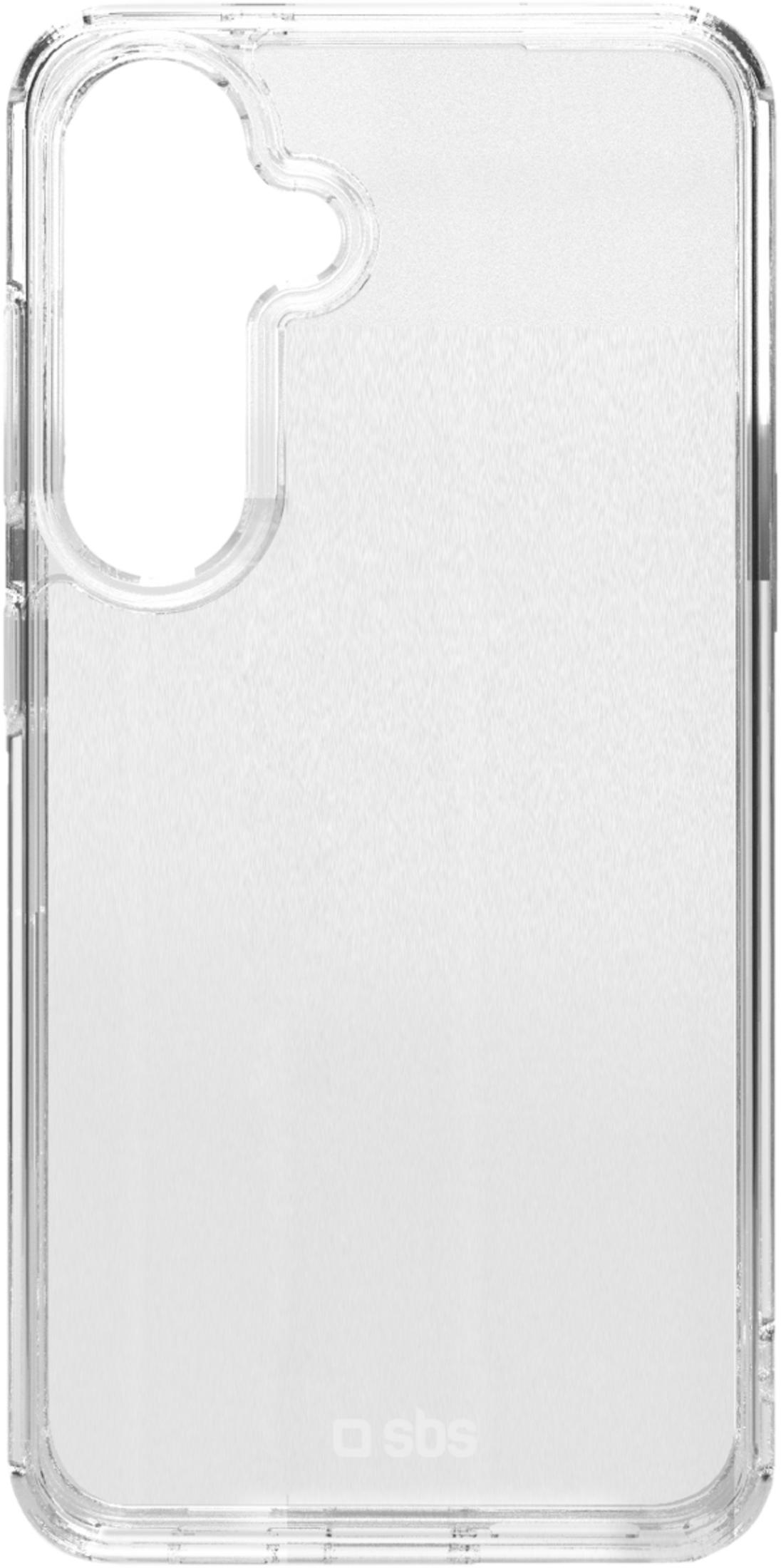 Transparente Handyhülle mit Aussparung für die Kamera und Sbs-Logo.