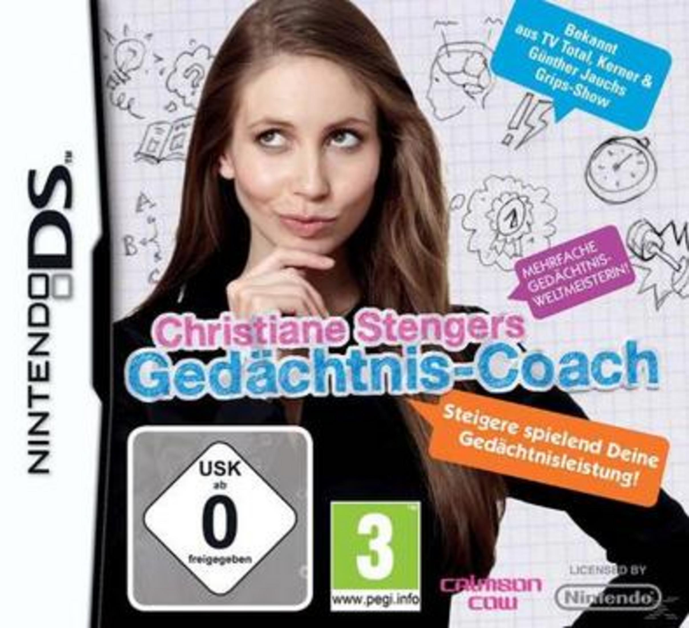Christiane Stengers Gedächtnis-Coach Nintendo DS Cover mit Frau, Spielinfos und Altersfreigabe.