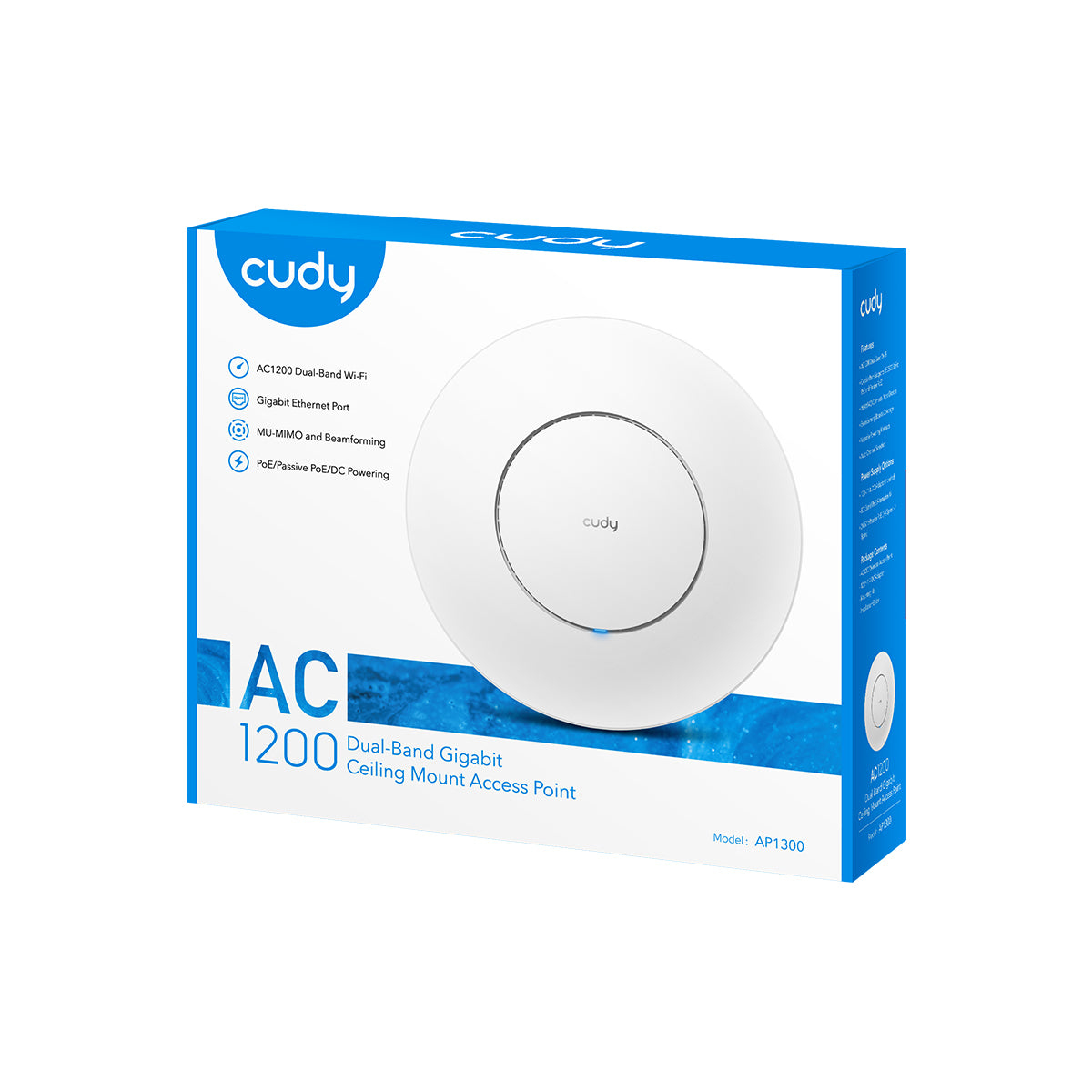 Pudełko Cudy AC1200 Dwuzakresowy Punkt Dostępowy Wi-Fi do Montażu Sufitowego.