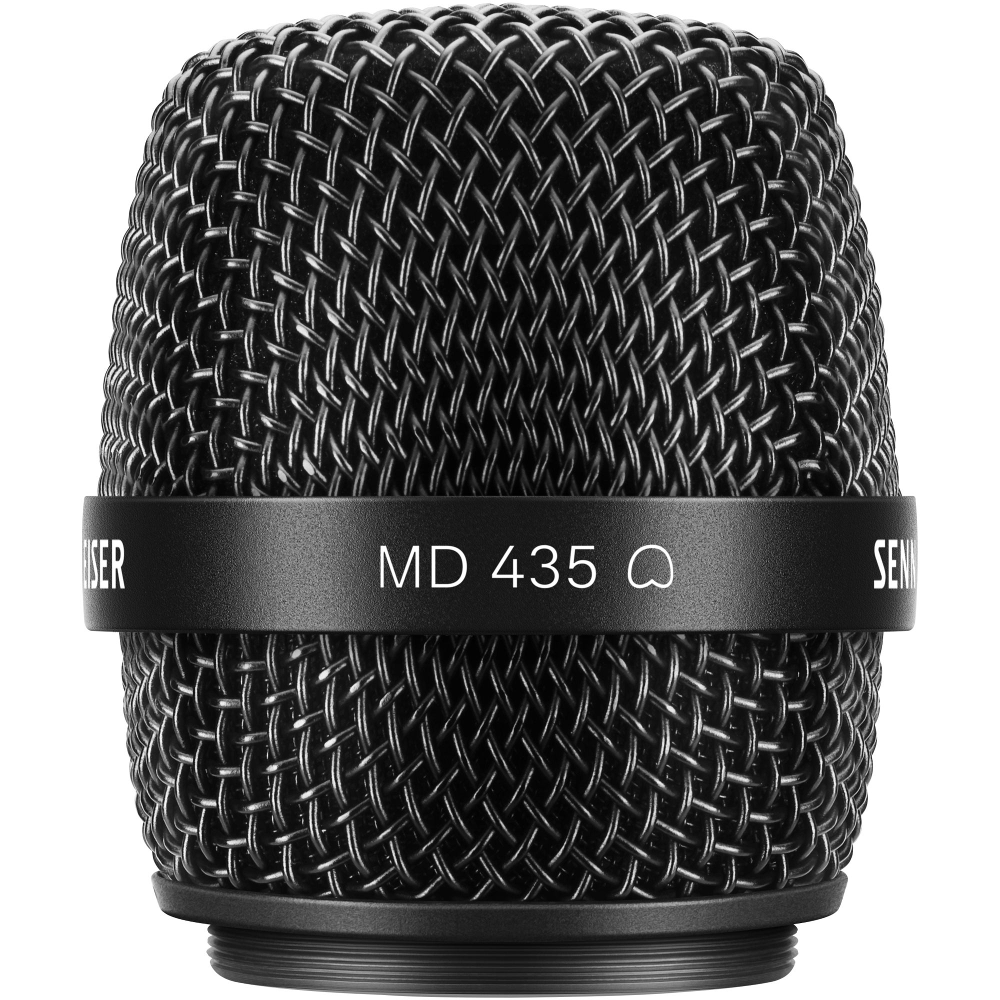 Zbliżenie czarnego mikrofonu z nazwą modelu MD 435.