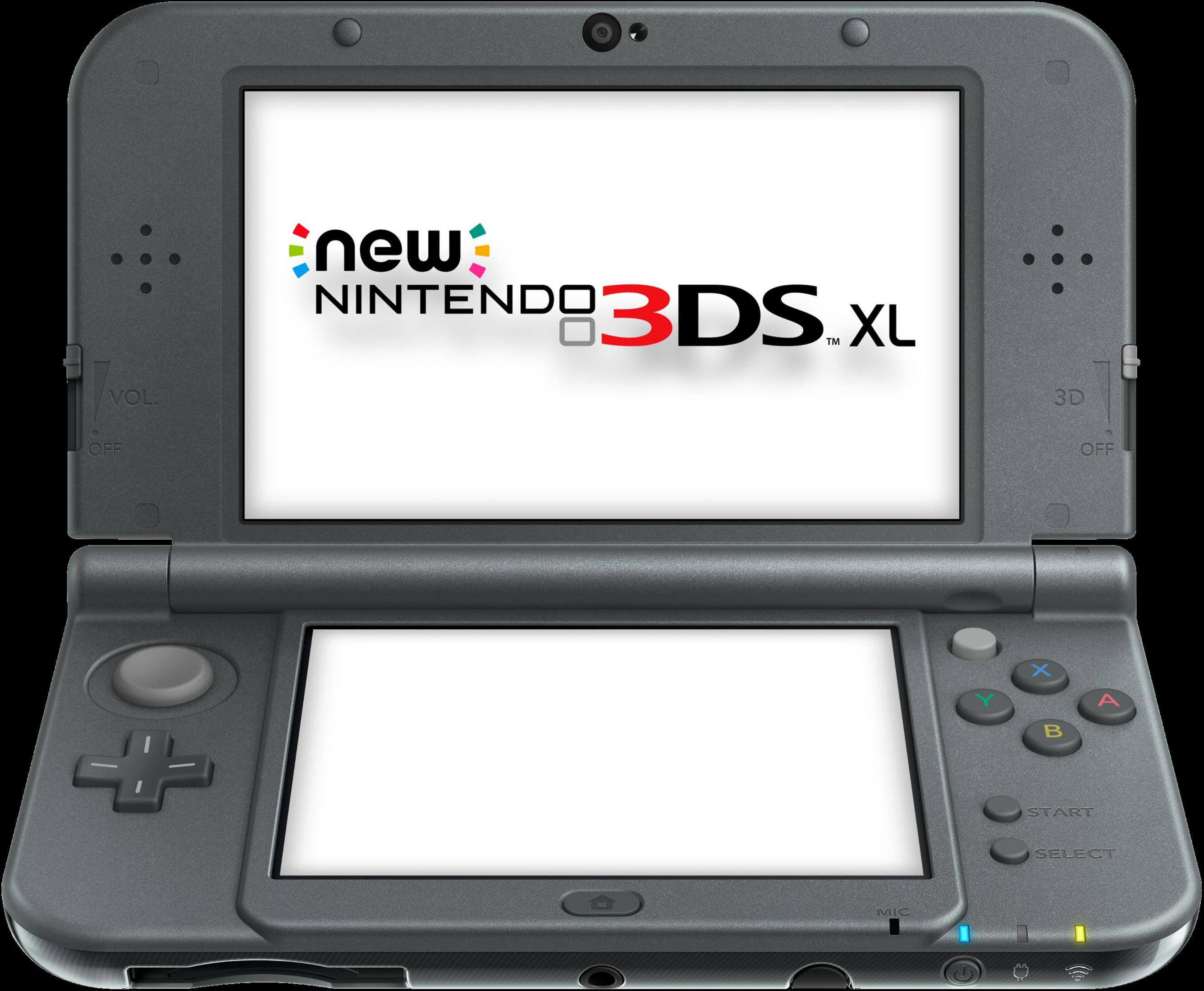 Graues New Nintendo 3DS XL mit weißen Bildschirmen und Logo.