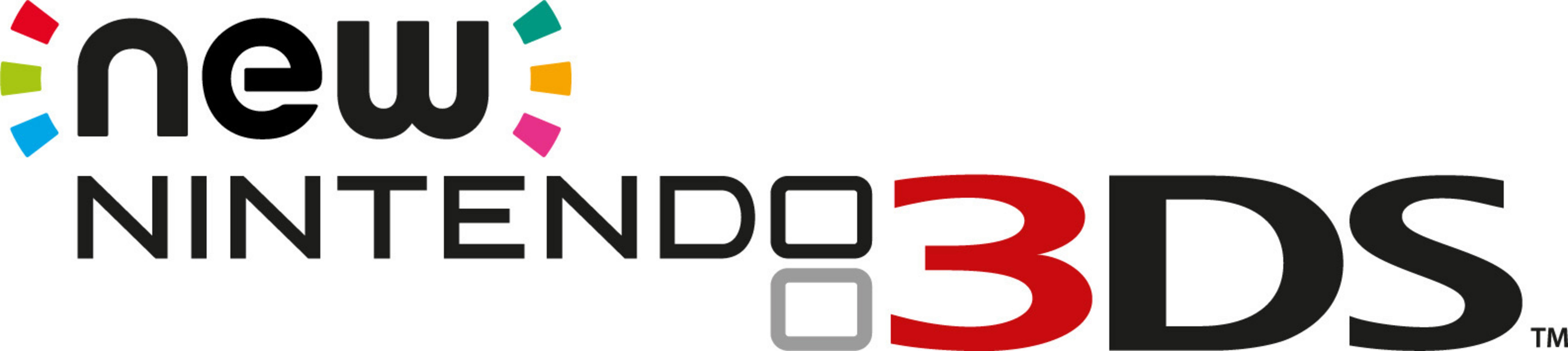 Logo: new NINTENDO 3DS mit bunten Quadraten.