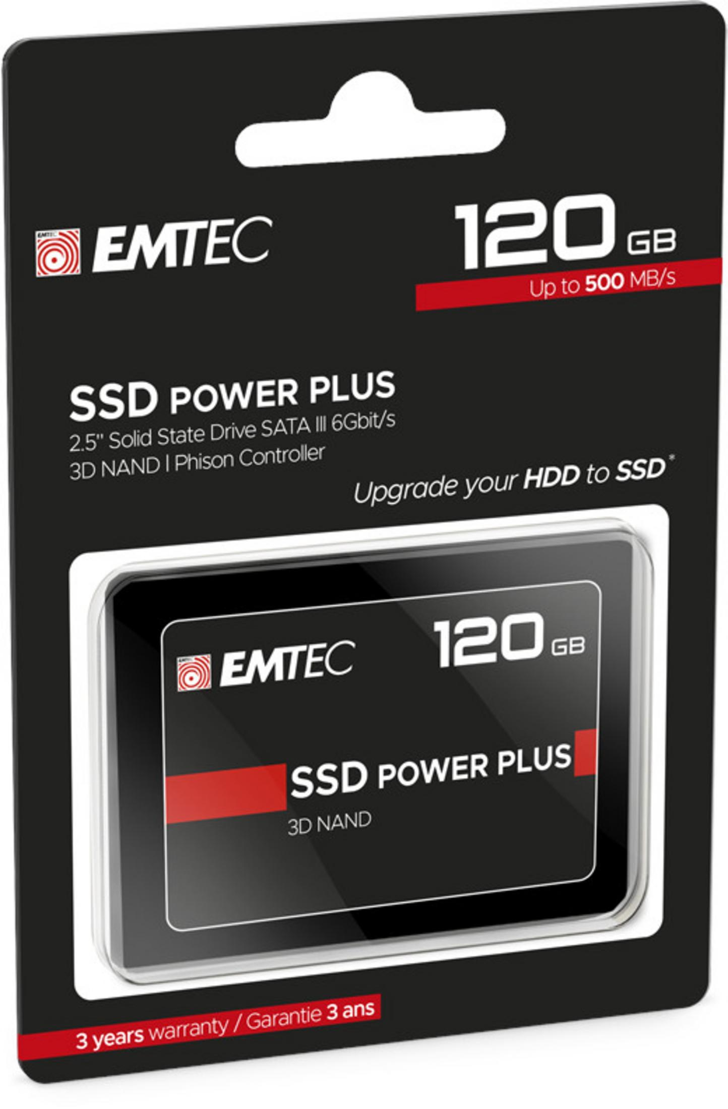 EMTEC 120 GB SSD Power Plus, 2,5" SATA III. 3 jaar garantie.