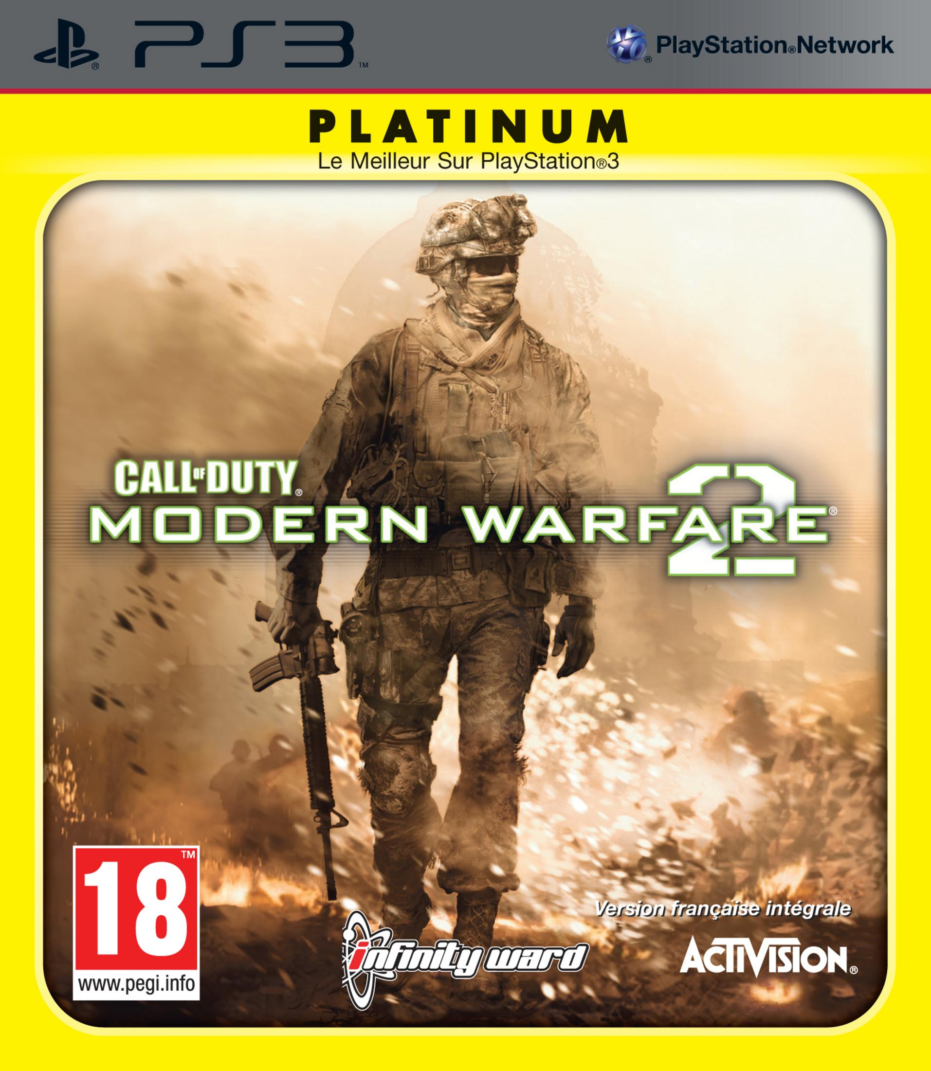 Copertina Call of Duty: Modern Warfare 2 Platinum con soldato in primo piano.