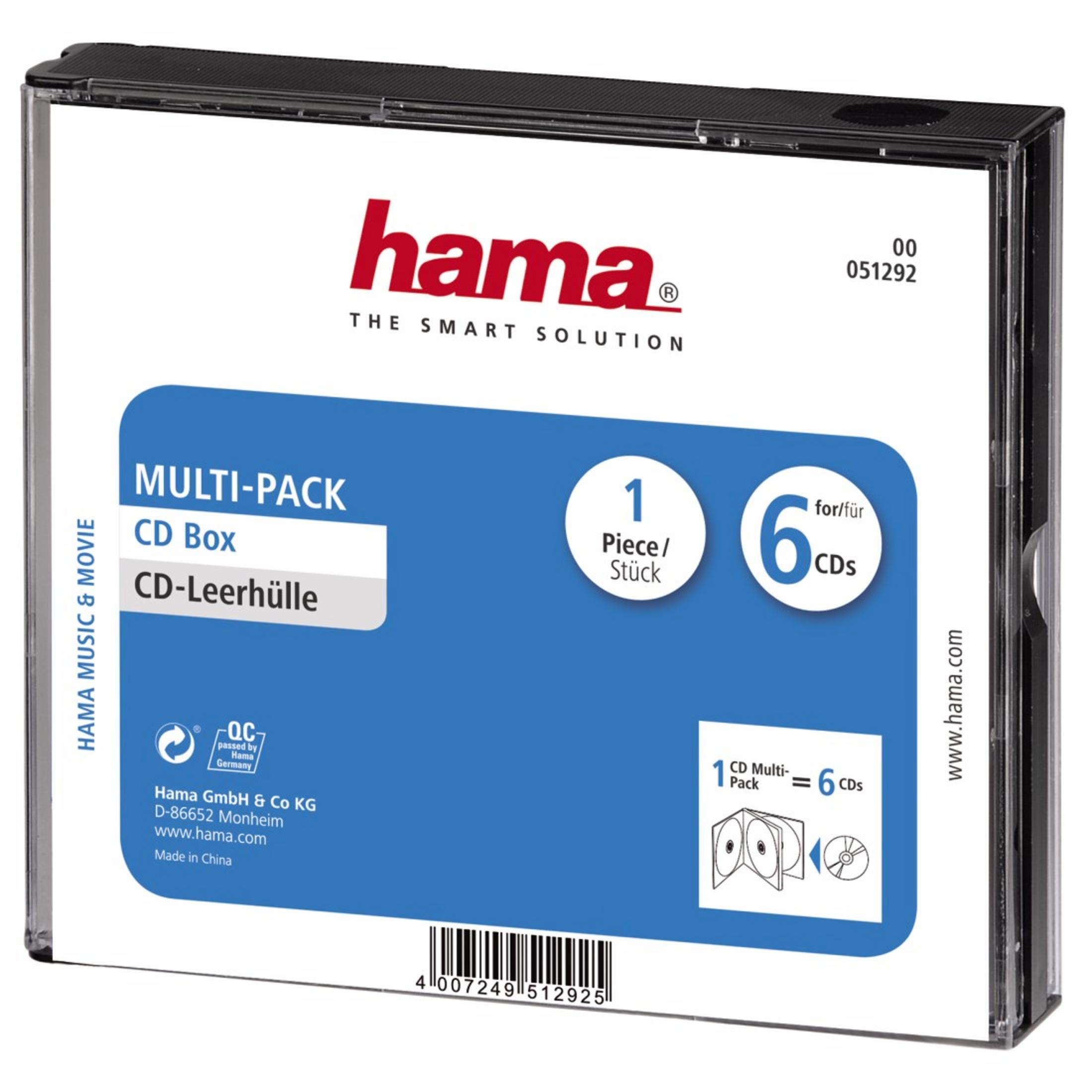 Box CD Hama Multi-Pack per 6 CD. Confezione singola. Made in China.