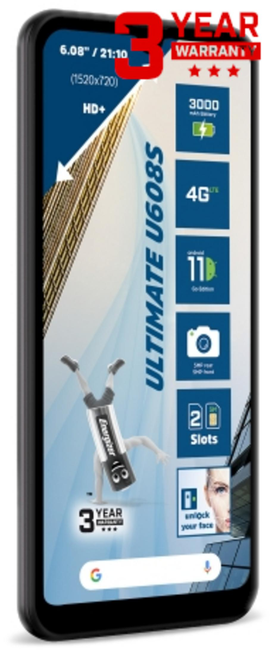 Un smartphone con pantalla HD+ de 6,08 pulgadas, batería de 3000 mAh, 4G, Android 11.