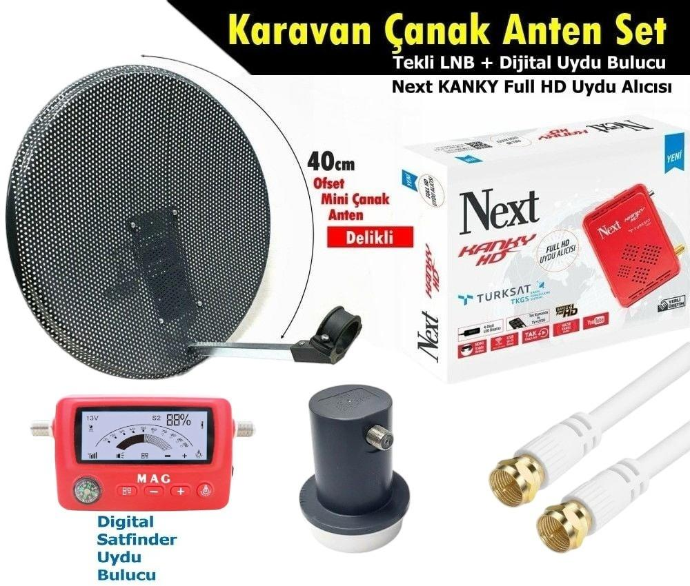 Dijital uydu bulucu, LNB ve alıcı ile uydu çanak anten seti.