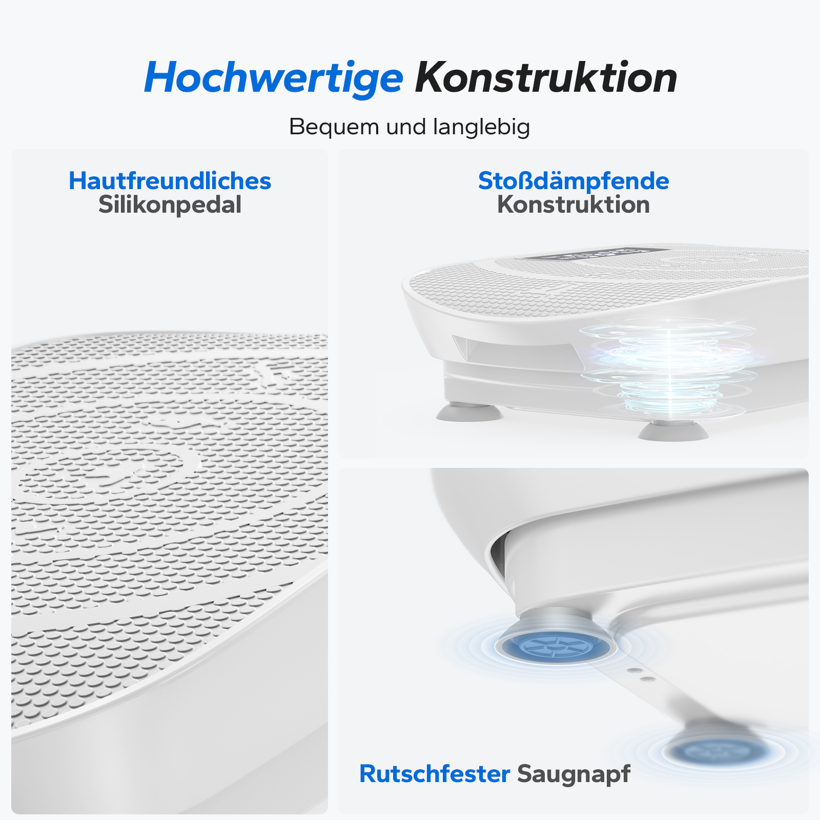 Hochwertige Konstruktion mit Silikonpedal und Stoßdämpfung.