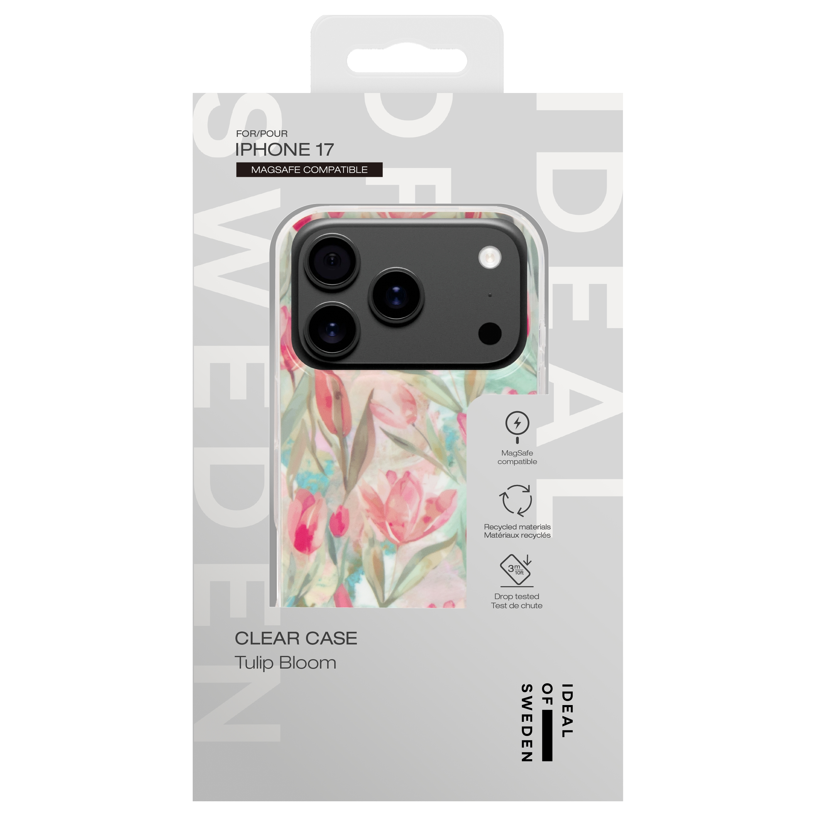 iPhone 17 Hülle mit Tulpenmuster, MagSafe-kompatibel, recycelt.