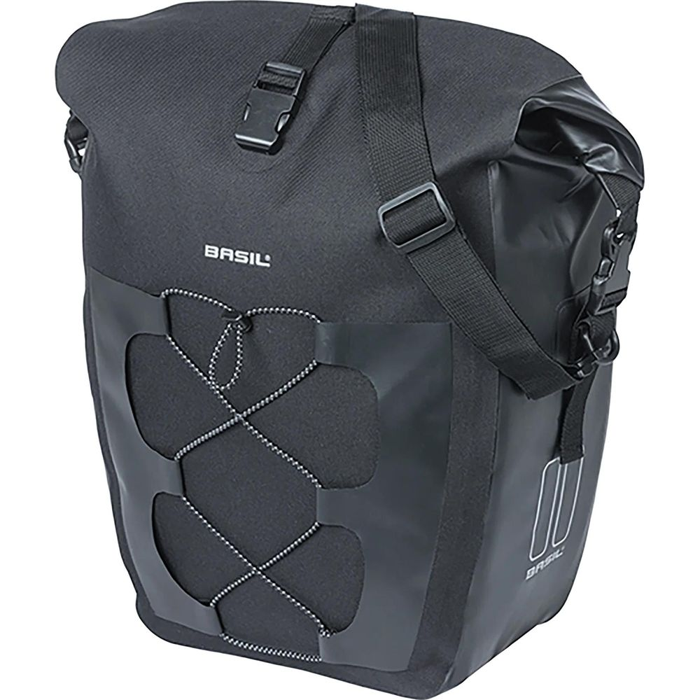 Bolsa de bicicleta negra con cordón y correa para el hombro, marca Basil.