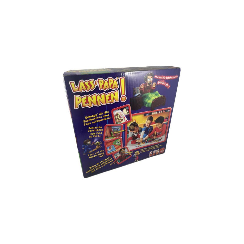 Brettspiel "Lass Papa Pennen!" mit Kindern, die Schokolade stehlen.