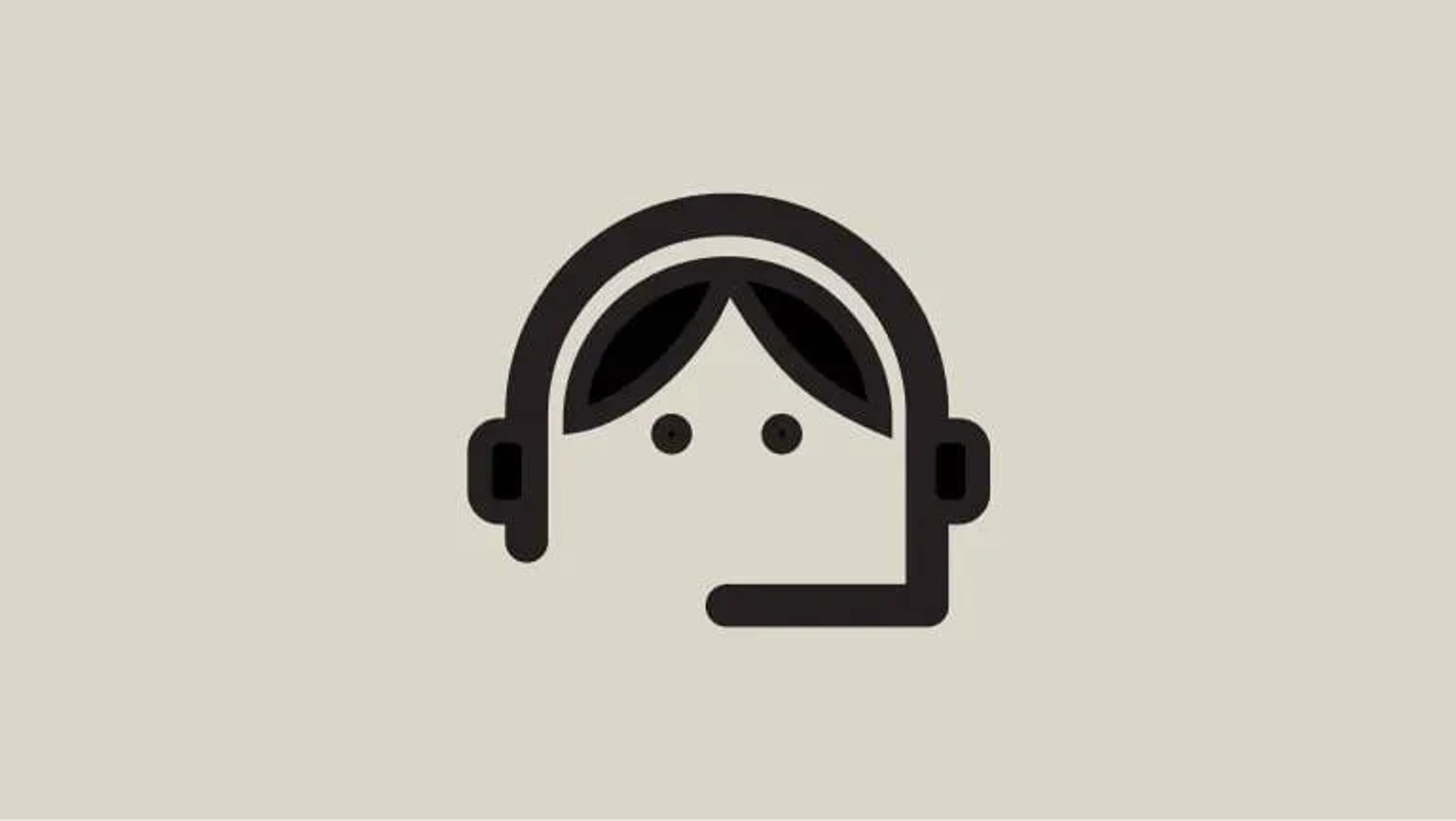 Un gráfico estilizado en negro representa una cara con auriculares y micrófono.