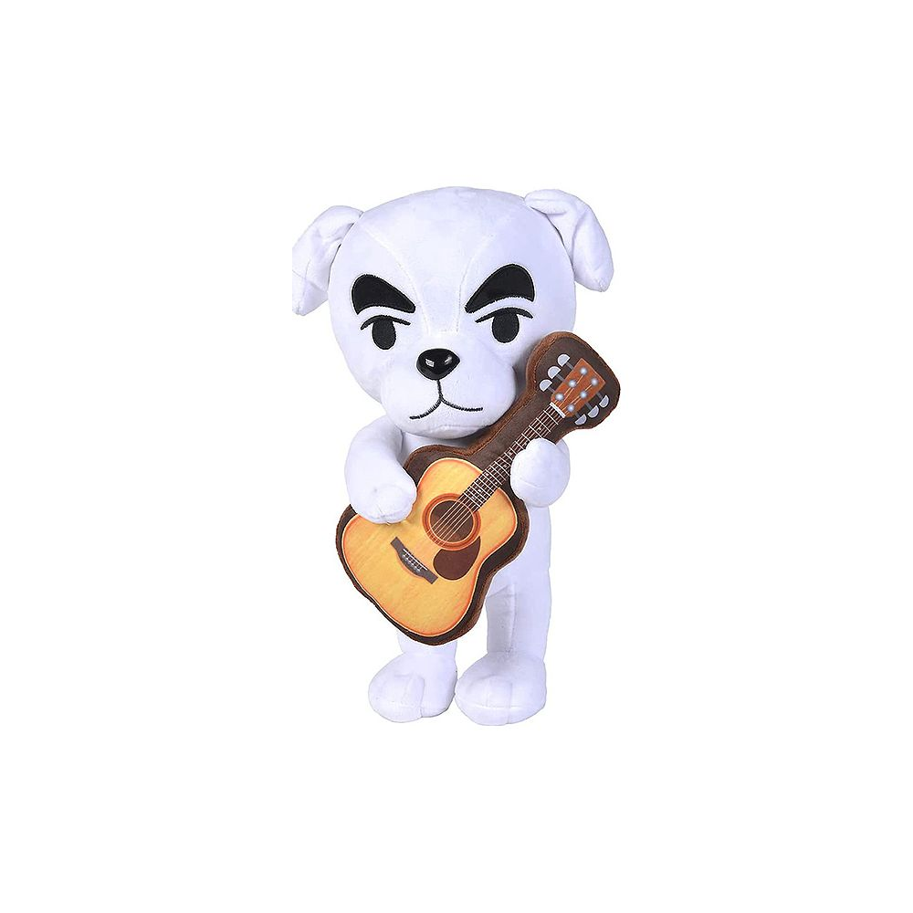 Ein weißer Hund-Plüsch mit einer Gitarre.