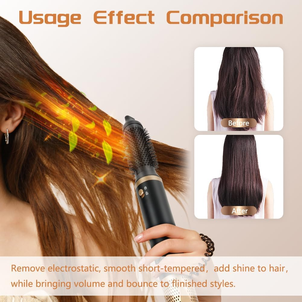Vergleich der Effekte vor und nach der Anwendung eines Haarstylers.