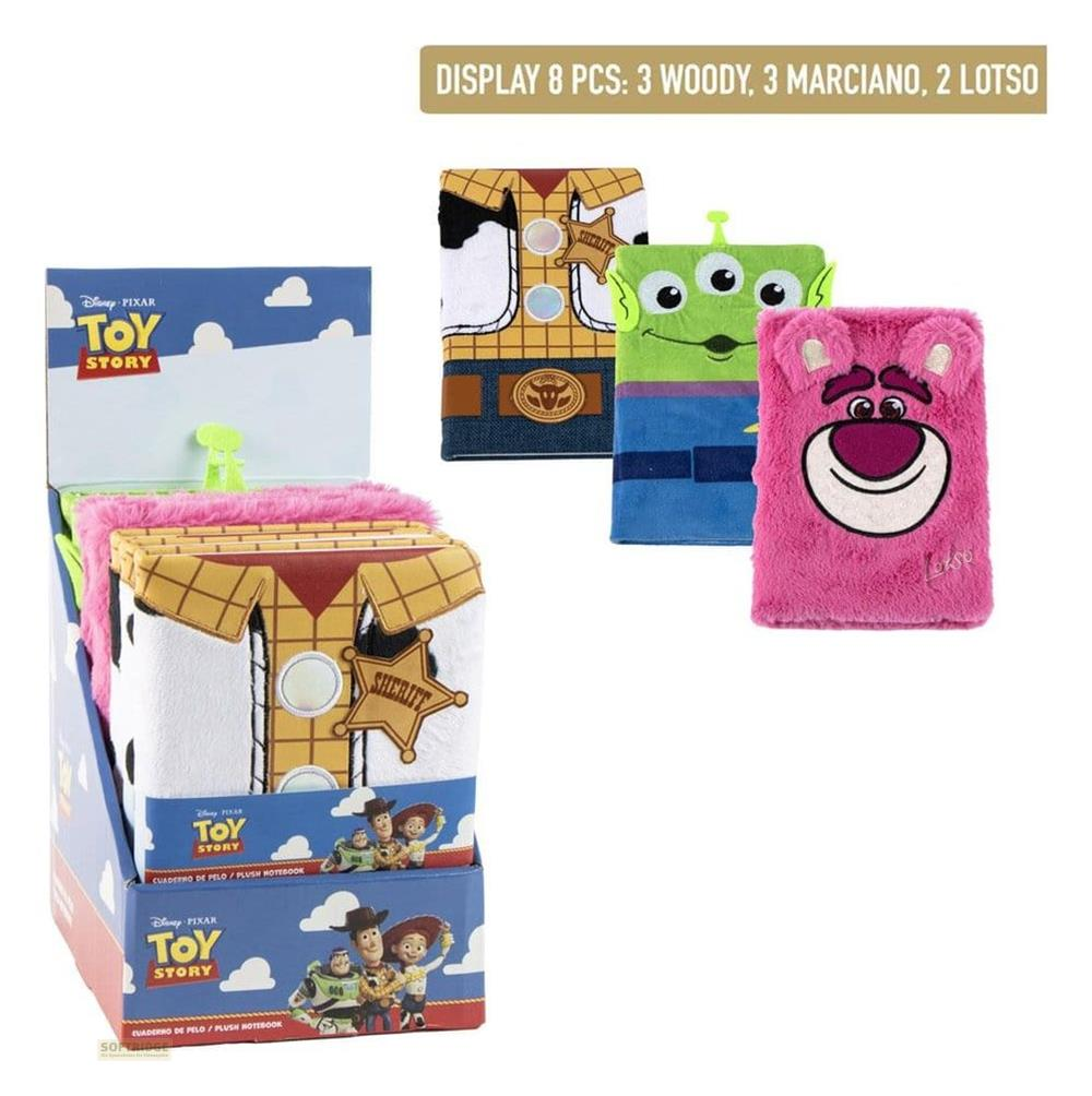 Toy Story Notizbücher: Woody, Alien und Lotso in einem Display.