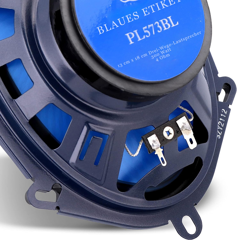 Blaue Lautsprecher mit Etikett PL573BL, 13x18 cm, 300W, 4 Ohm. SZY2112.