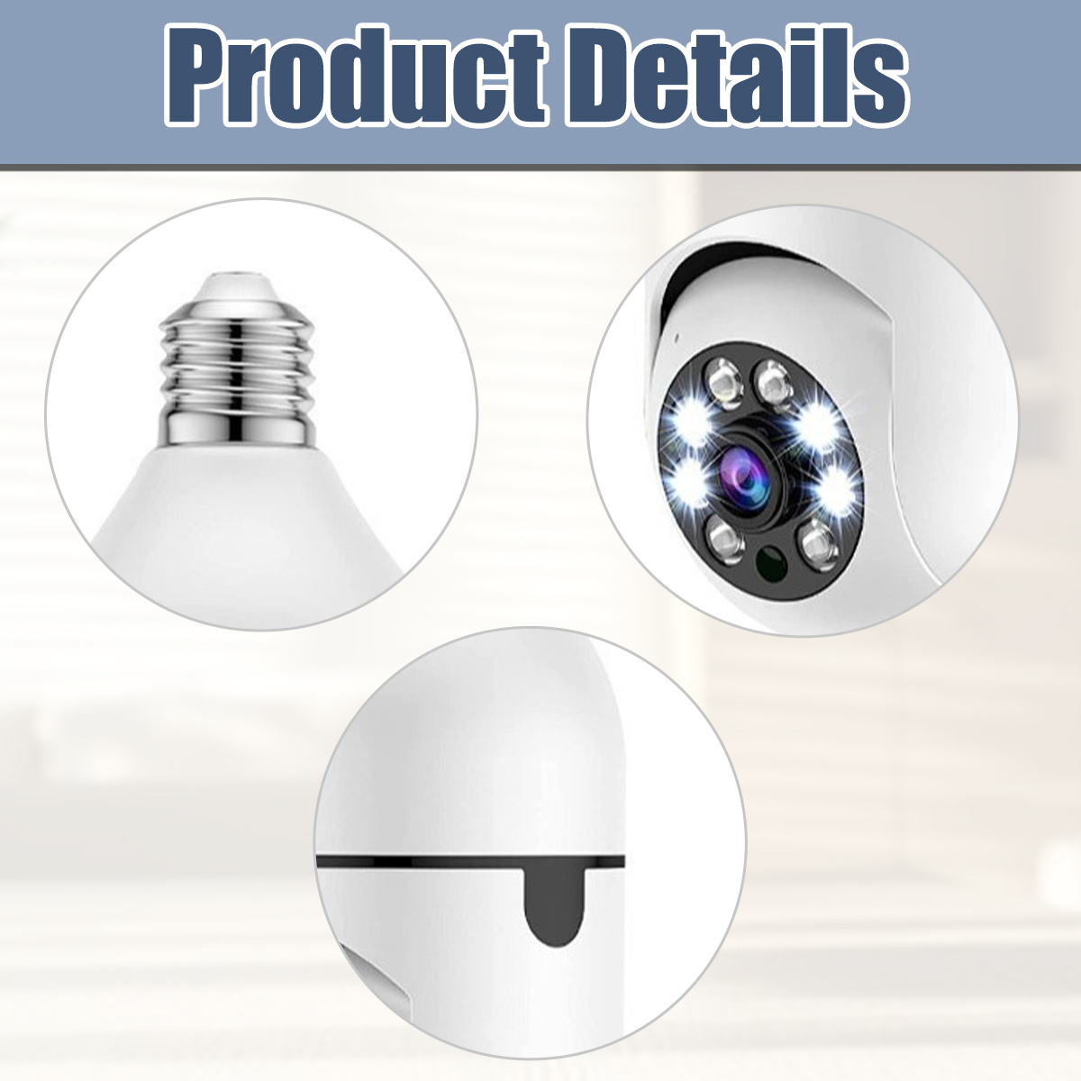 Produkt-Details: Glühbirne, Kamera mit LEDs, Unterseite eines Objekts.