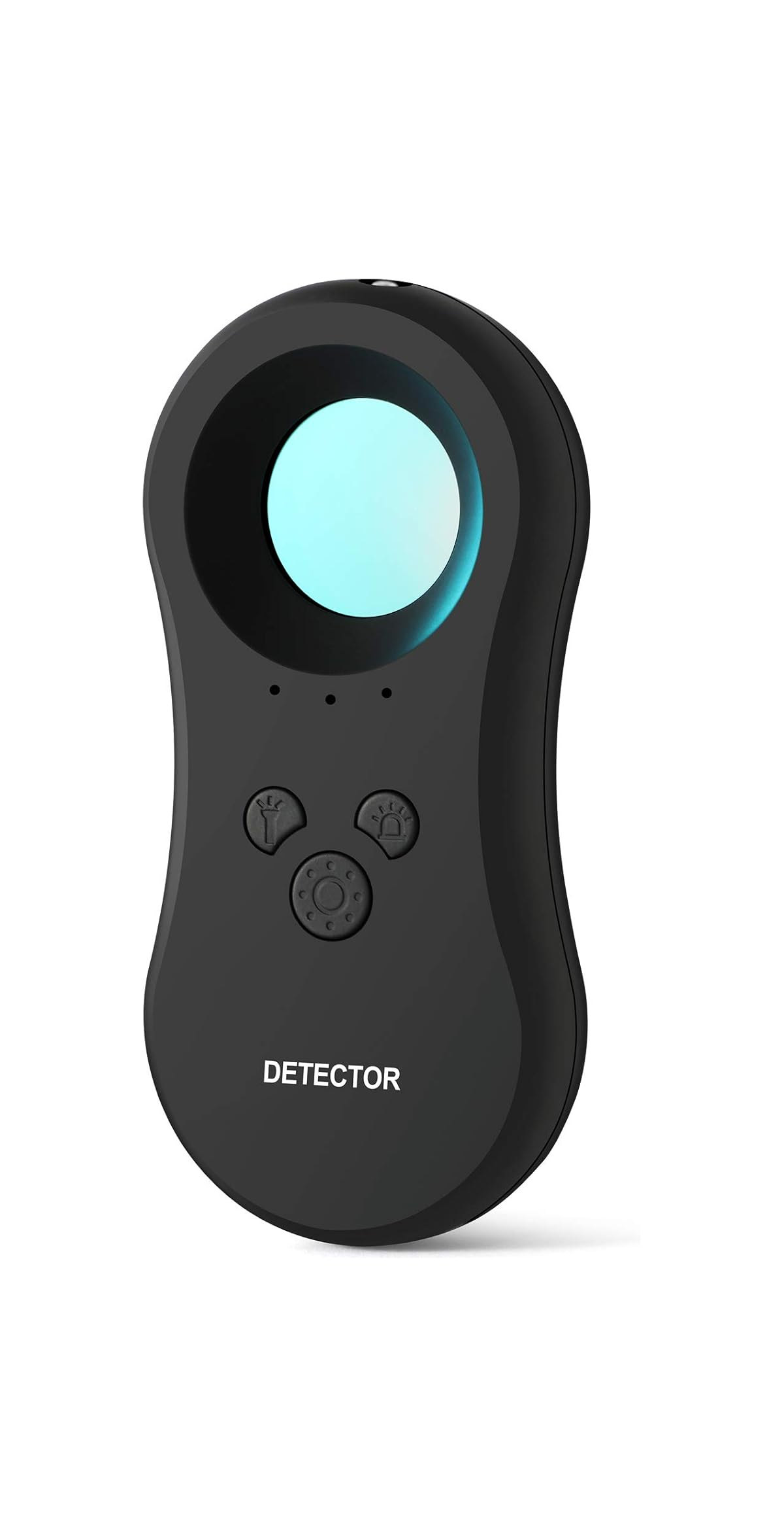 Schwarzer Alkoholtester mit blauem Display und drei Tasten.