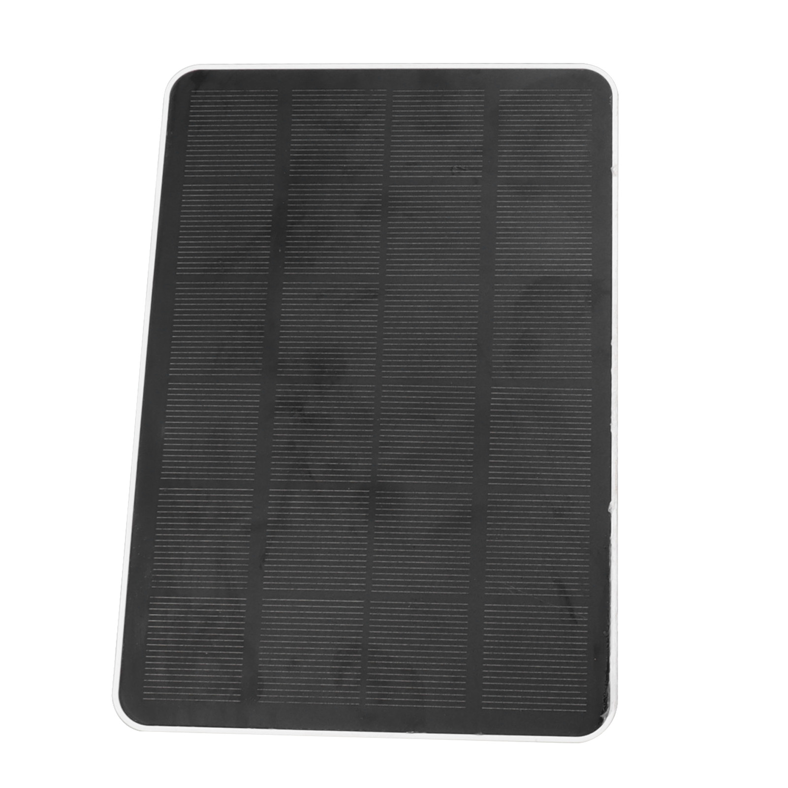 Ein schwarzes Solarpanel mit weißen Rändern und feinen Linien.
