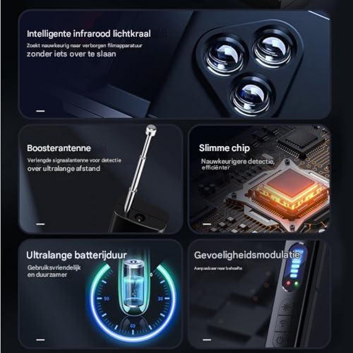 Produktmerkmale: Infrarot, Antenne, Chip, Akku, Empfindlichkeit.