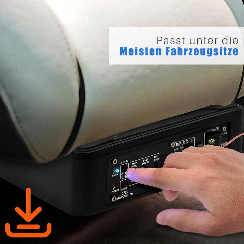 Ein handlicher Verstärker passt unter Autositze.