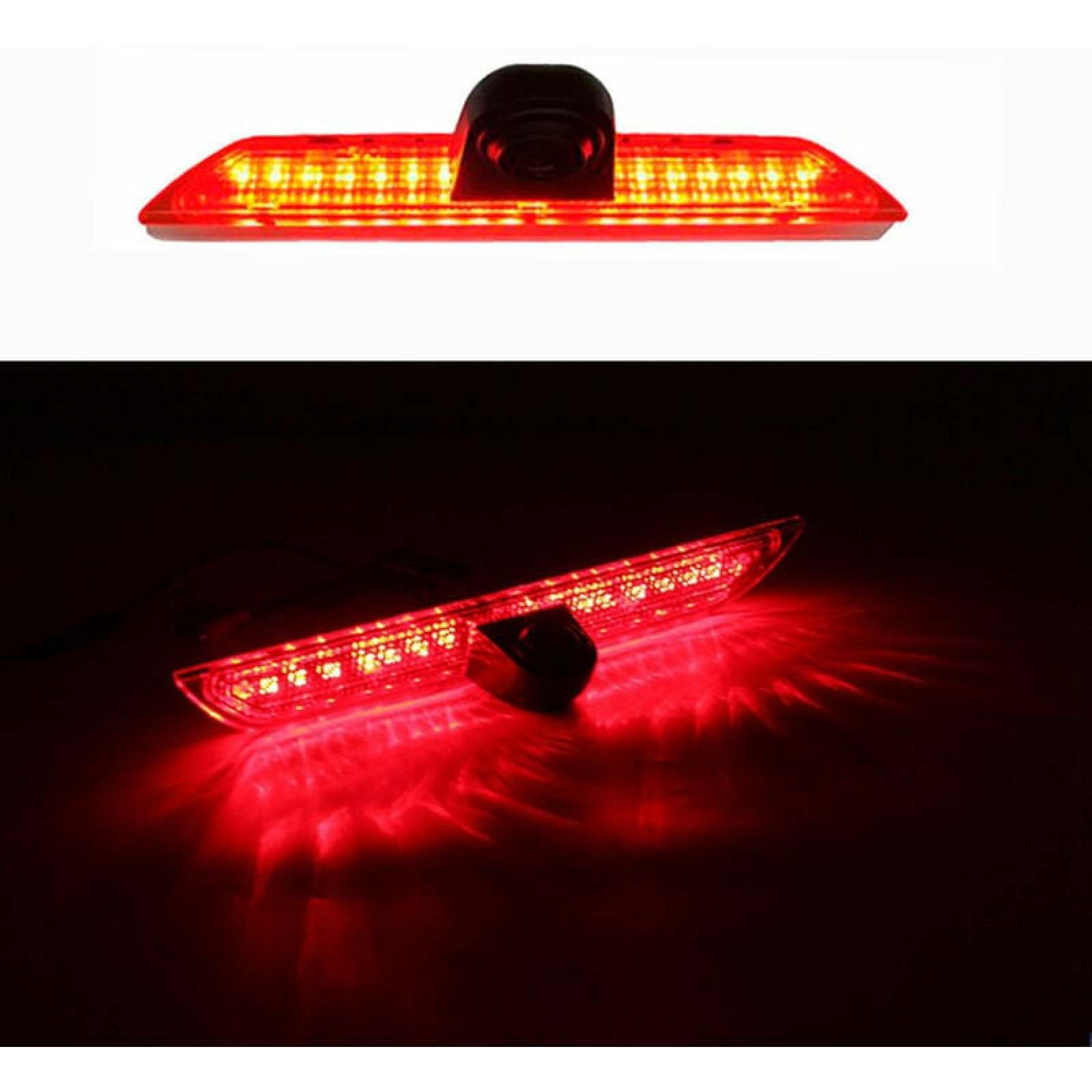 Rückfahrlicht mit Kamera, rote LED-Leiste leuchtet.