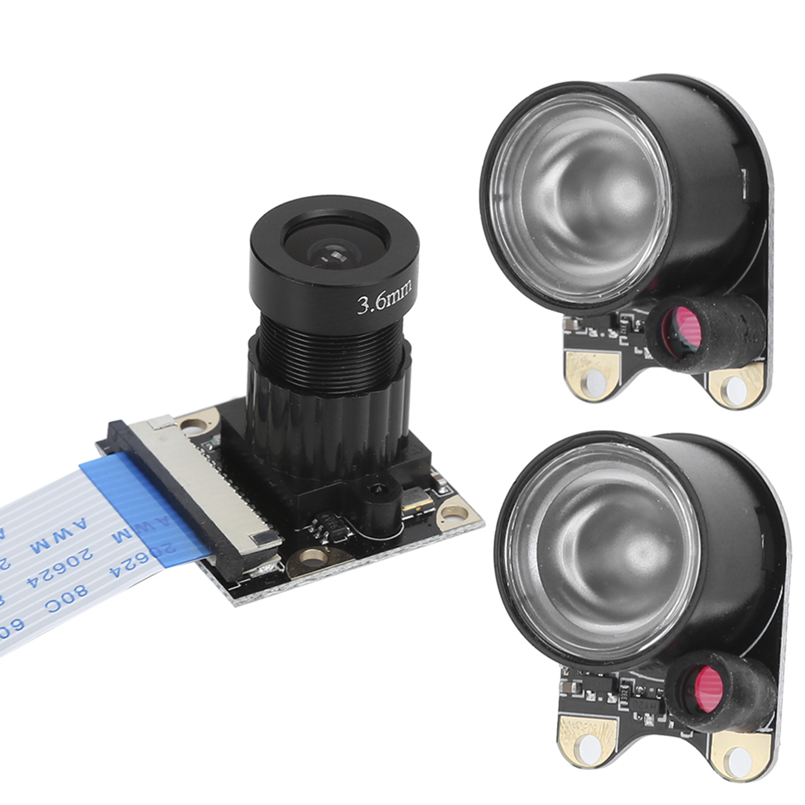 Ein Kameramodul mit 3,6-mm-Linse und zwei LED-Infrarotmodulen.