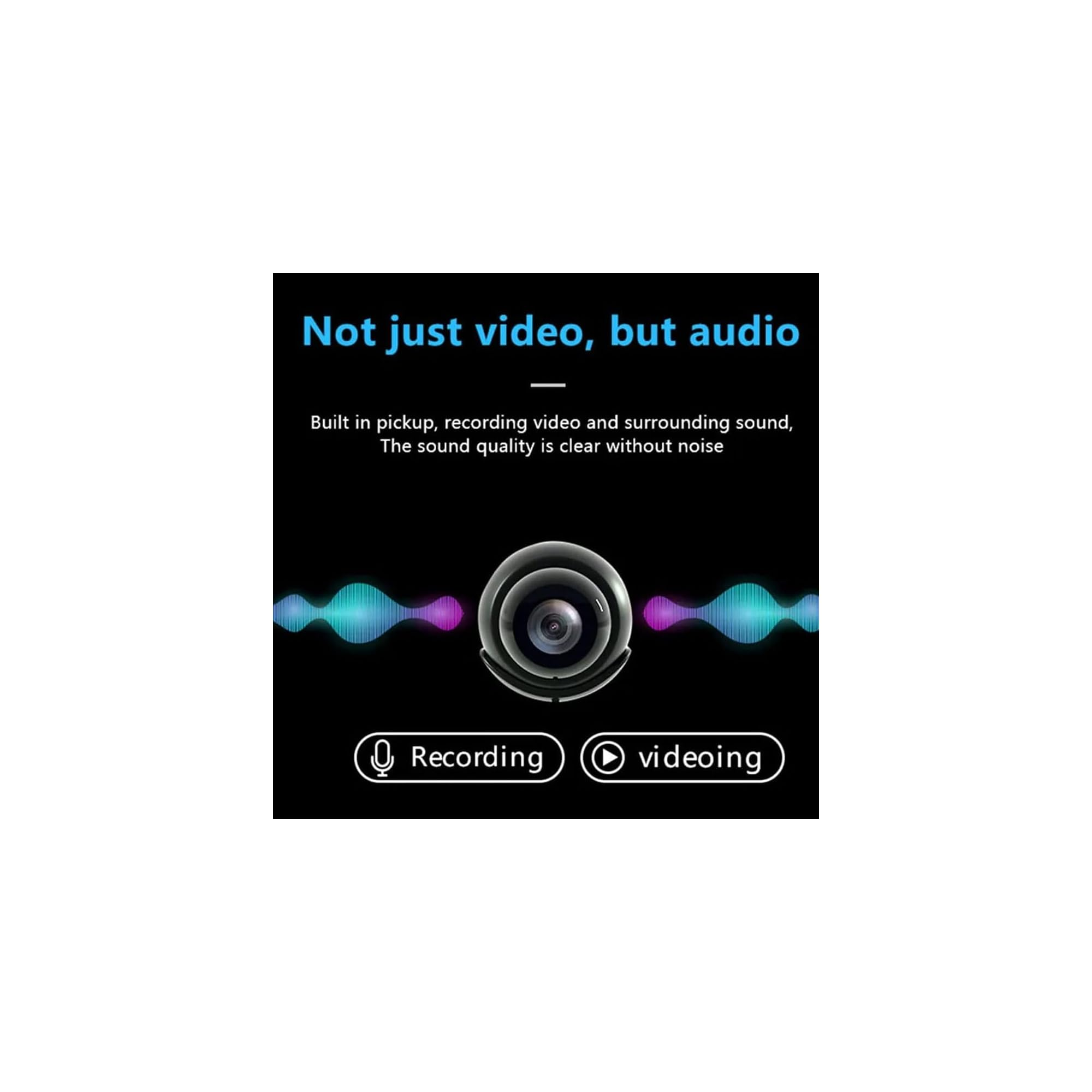 Ein Objektiv mit Audiofunktion und Wellenformen. "Aufnahme" und "Videoaufnahme" sind beschriftet.