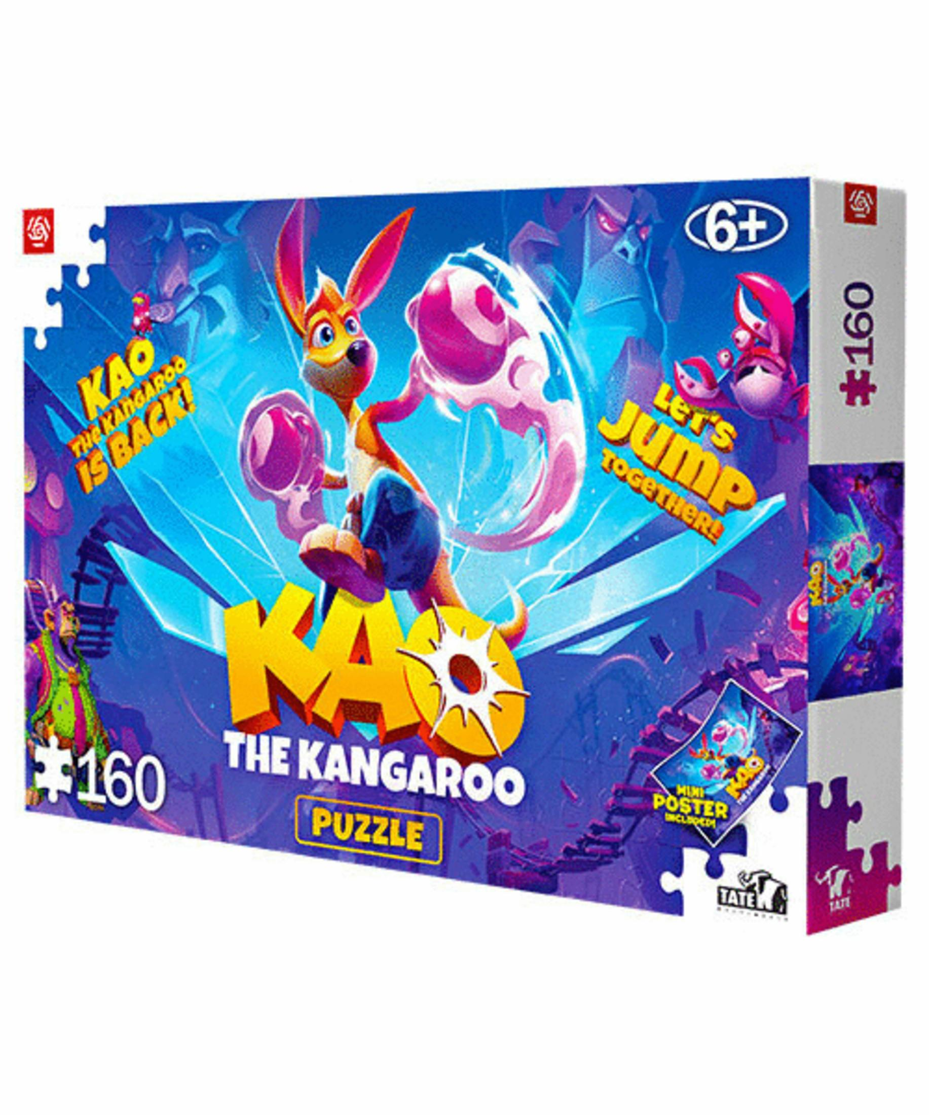 Verpackung für ein Kao the Kangaroo Puzzle mit einem Känguru-Charakter.
