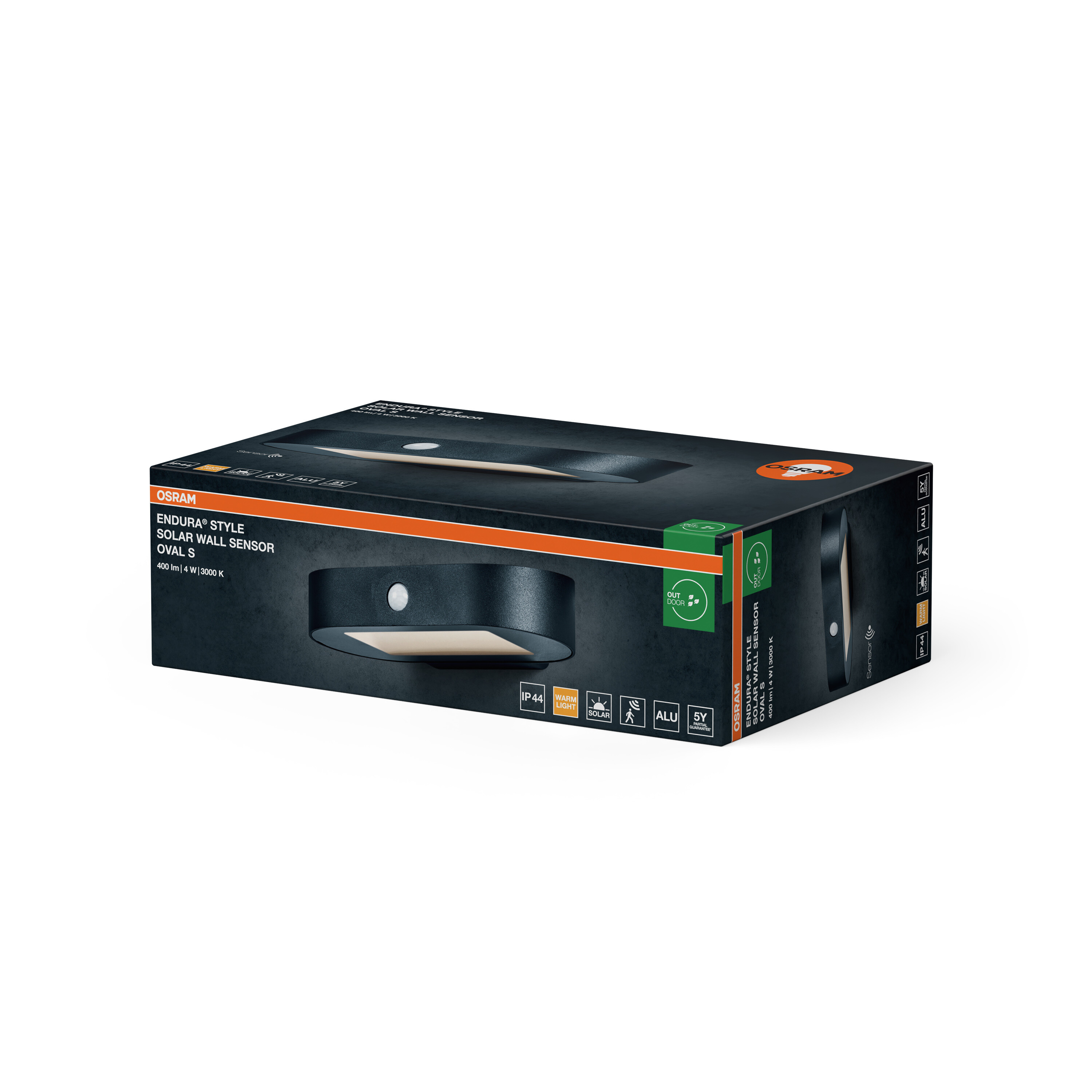 Verpackung für Osram Endura Style Oval S Solar Wandleuchte mit Sensor.