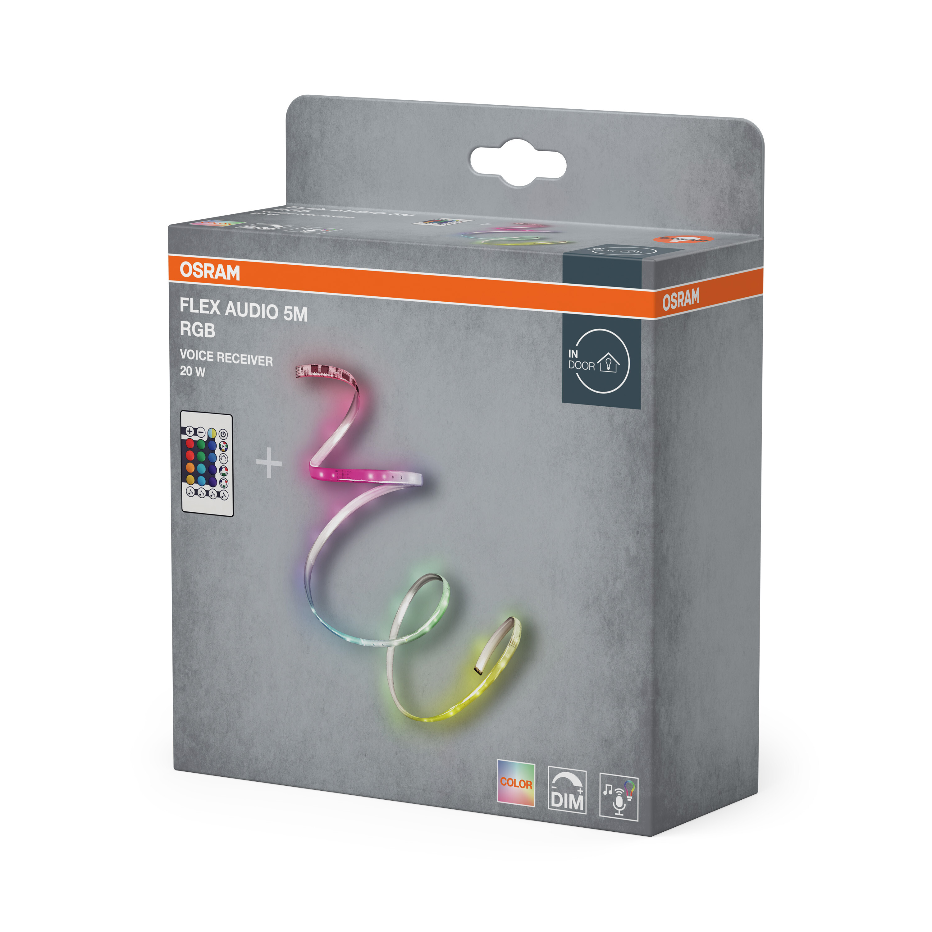 OSRAM Flex Audio 5M RGB LED-Streifen mit Fernbedienung und Sprachsteuerung.