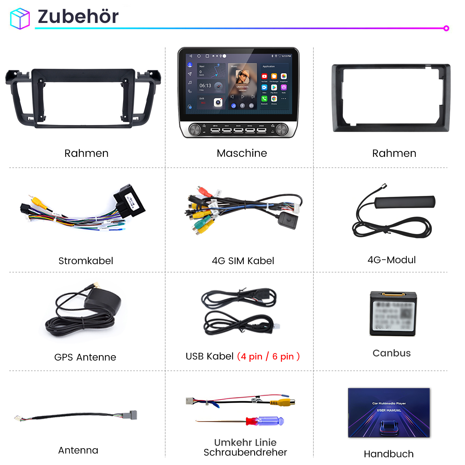 Ein schwarzer Einbaurahmen für ein Autoradio.