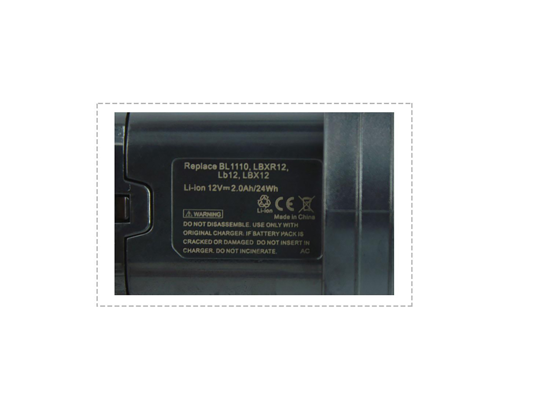 Ein Li-Ion-Akku mit 12V, 2,0Ah, 24Wh, Modell BL1110, LBXR12, Lb12, LBX12.