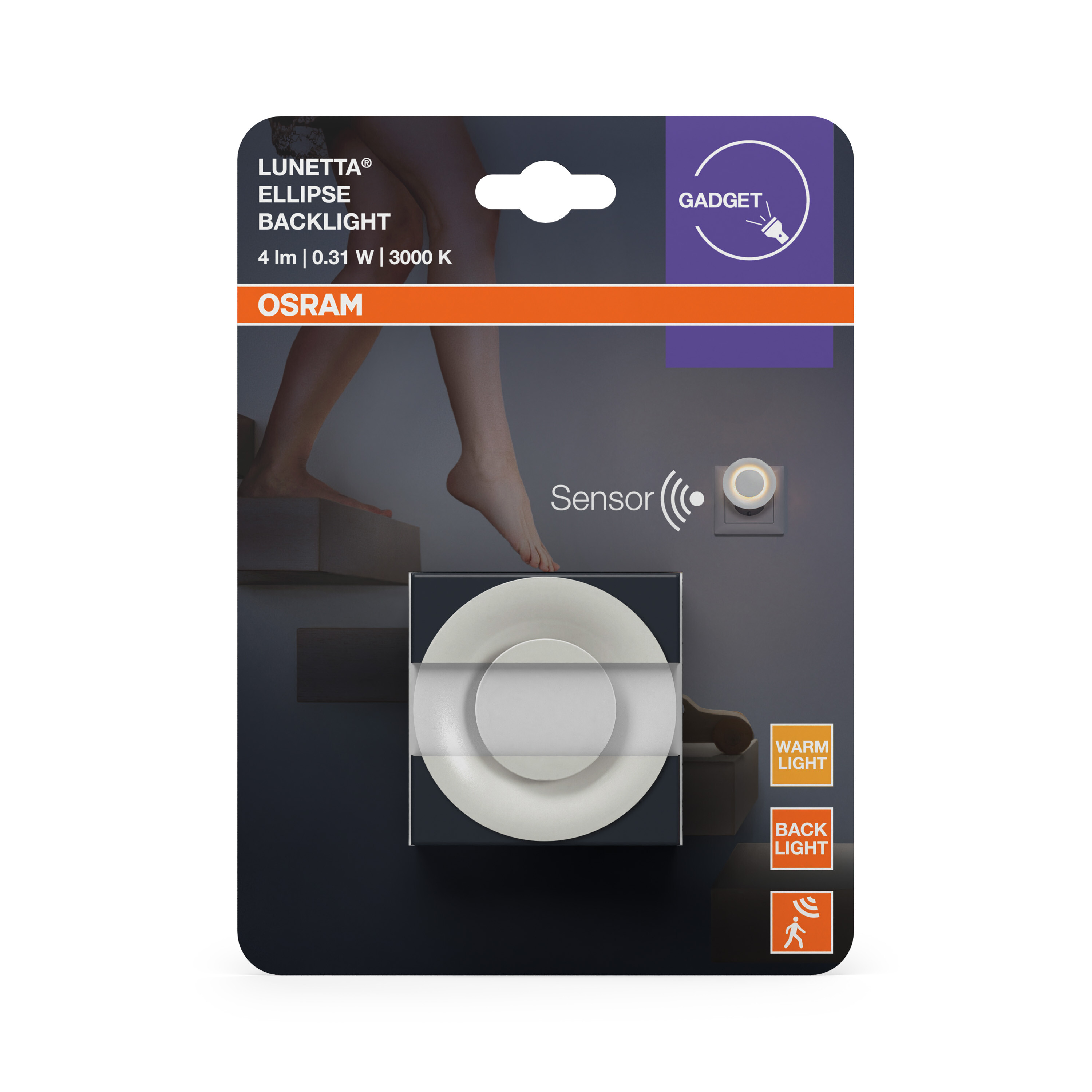 Verpackung für Osram Lunetta Ellipse Backlight mit Sensor.