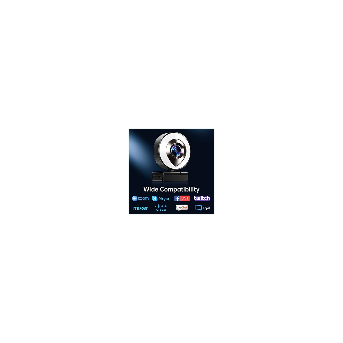 Webcam mit breiter Kompatibilität für Zoom, Skype, Facebook Live, Twitch, Mixer, Cisco, LiveChat, XSplit.