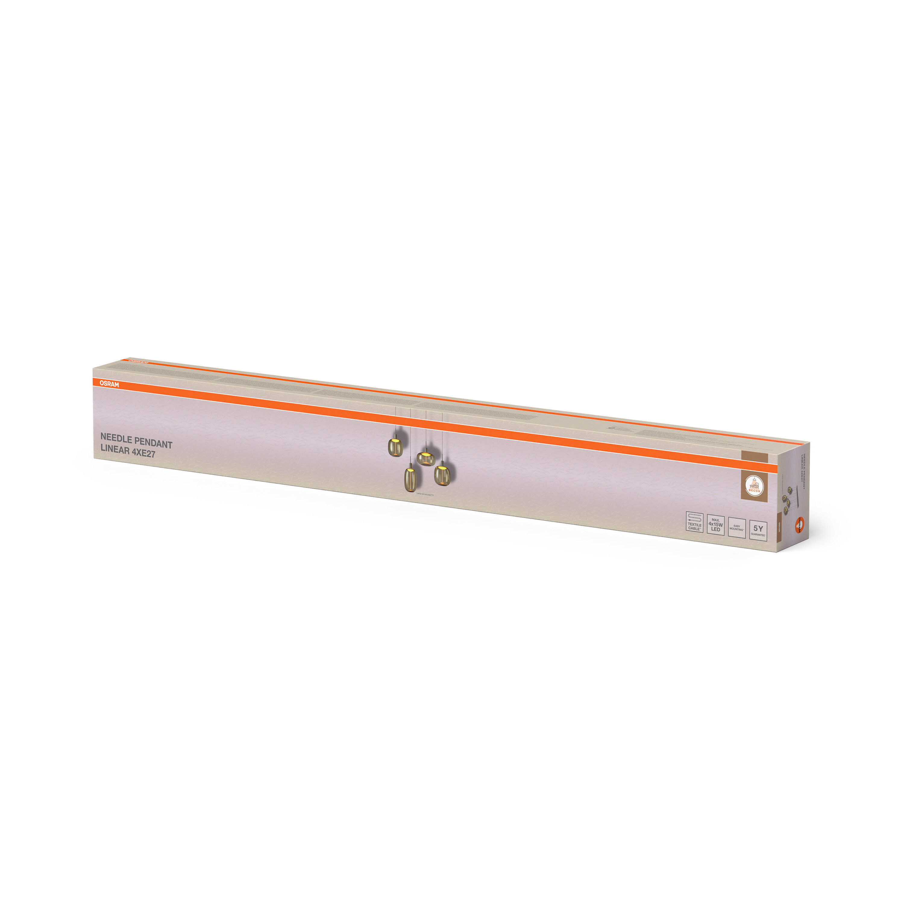 Osram Nadelpendel-Leuchte, kartonverpackt, mit orangefarbenen Akzenten.