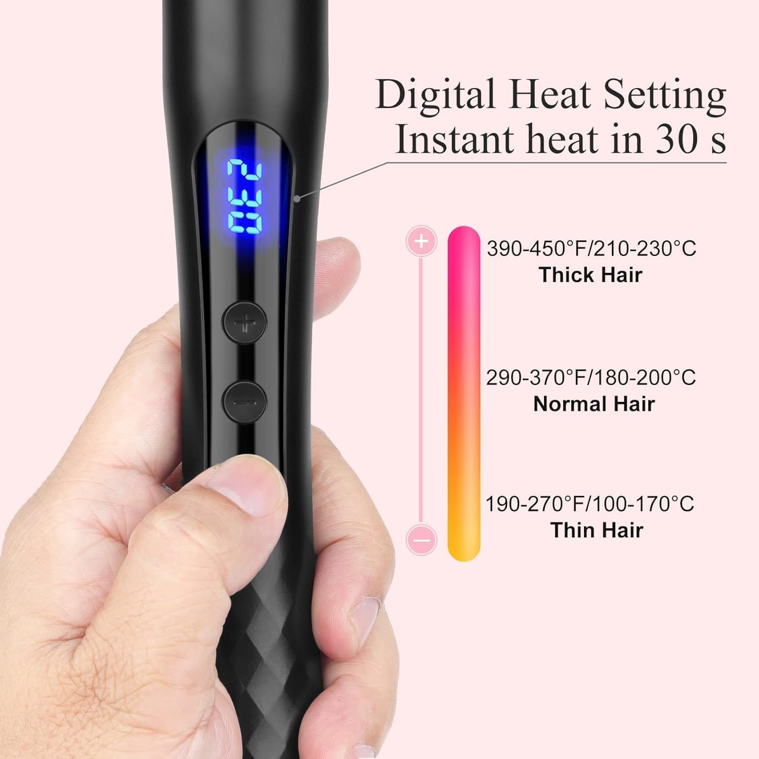 Digitale Temperatureinstellung, sofortige Hitze in 30 s mit Temperaturanzeige.