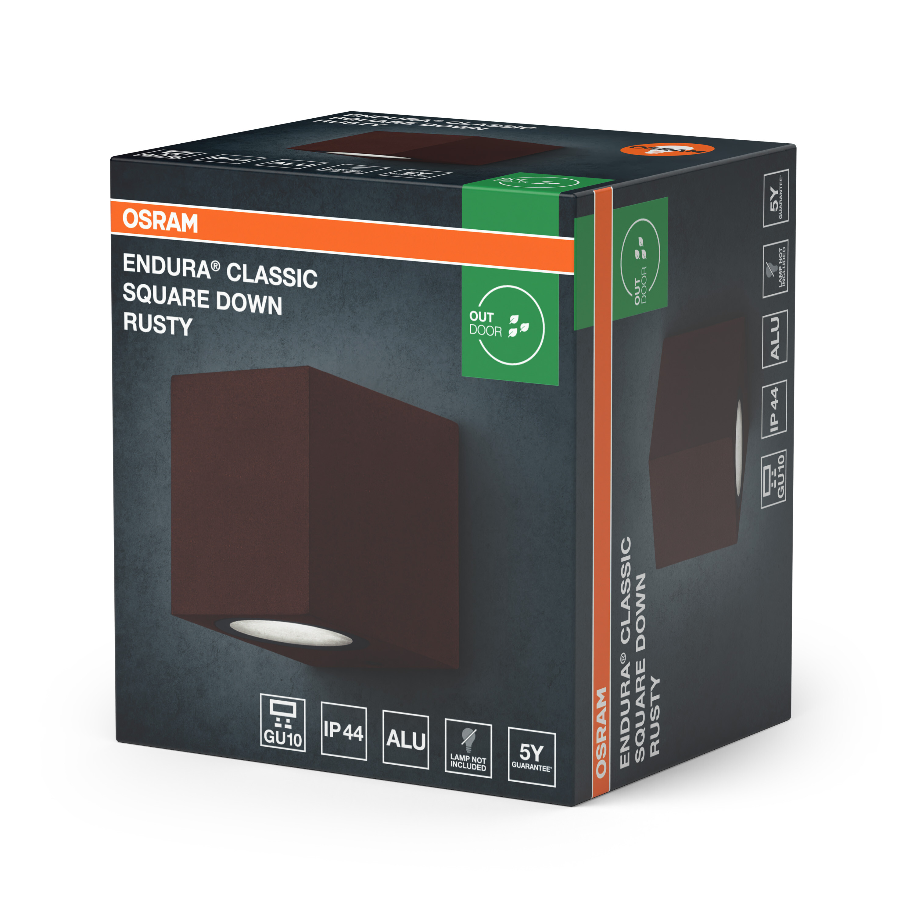 Osram Endura Classic Square Down Rusty Außenleuchte Verpackung.