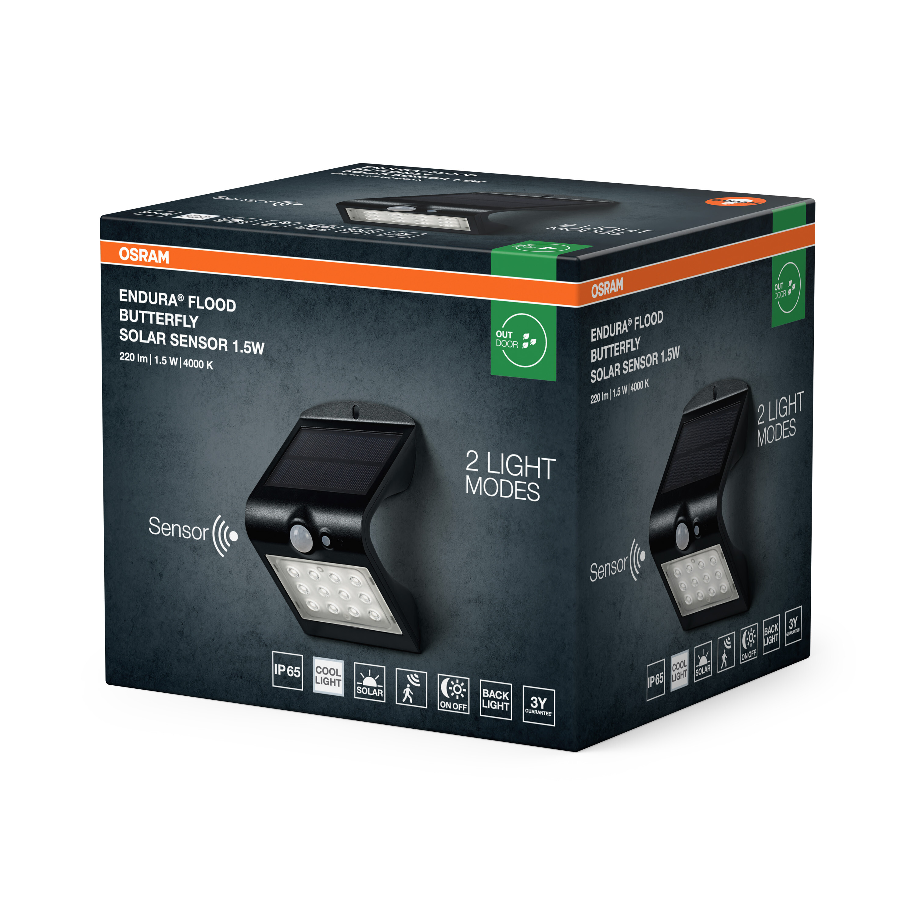 OSRAM Endura Flood Butterfly Solar Sensor 1.5W auf dunklem Karton