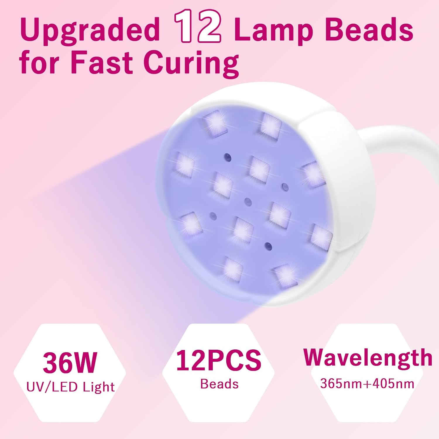 36W UV/LED-Licht mit 12 Lampenperlen für schnelles Aushärten bei 365nm+405nm.