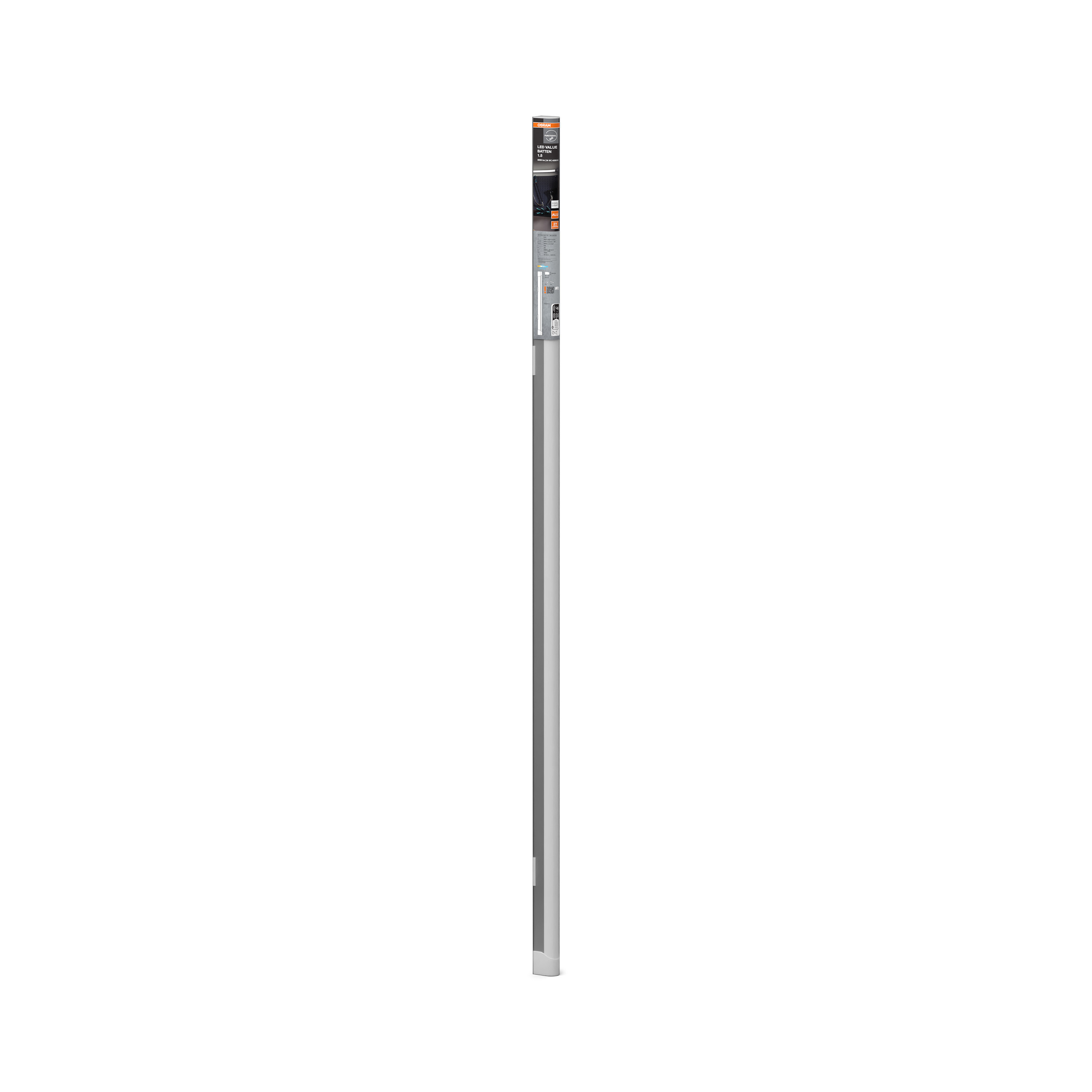 Eine lange, schlanke LED-Leuchte mit Osram-Logo und Produktinformationen.