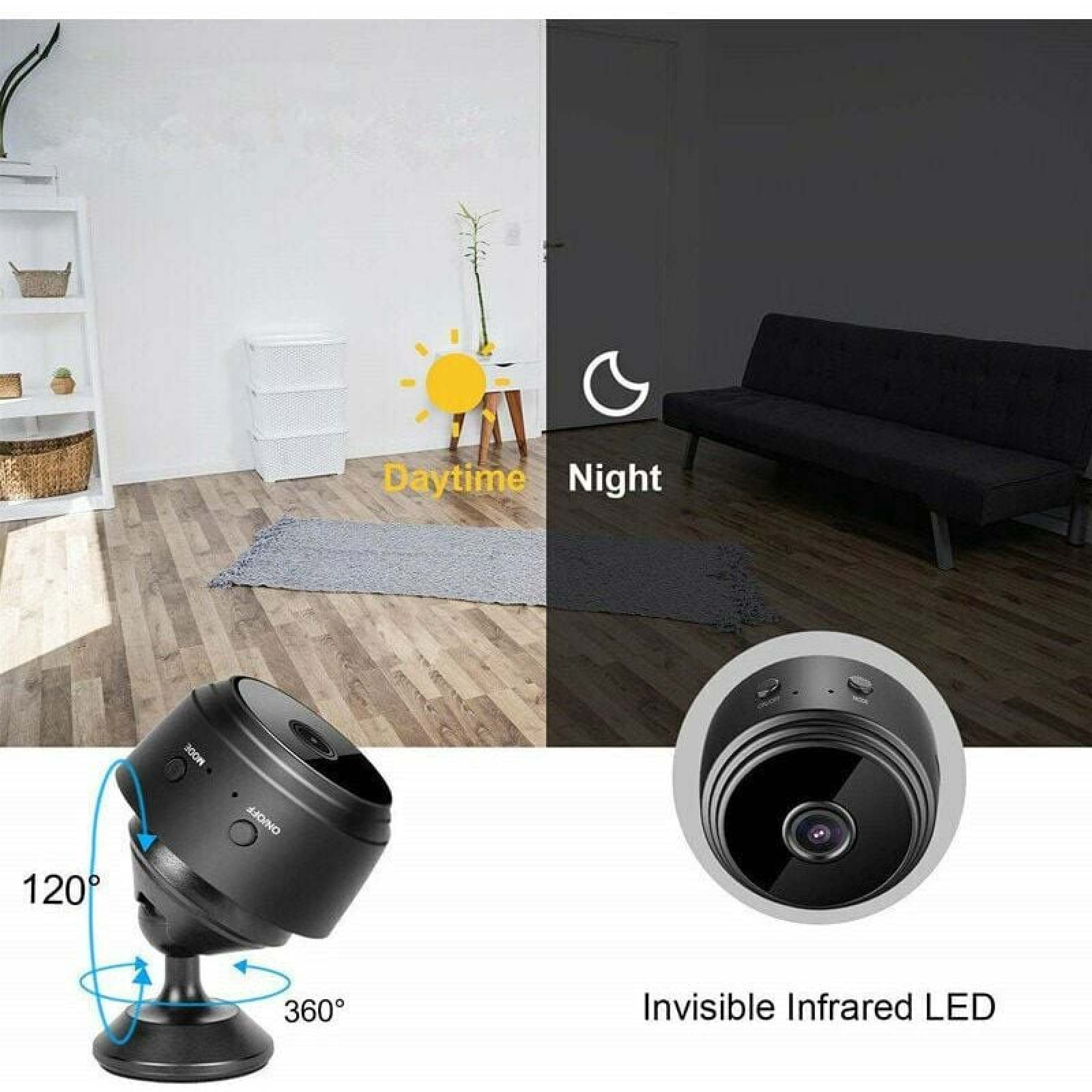 Kompakte Kamera mit 120°/360° Schwenkung im Tag- und Nachtmodus.
