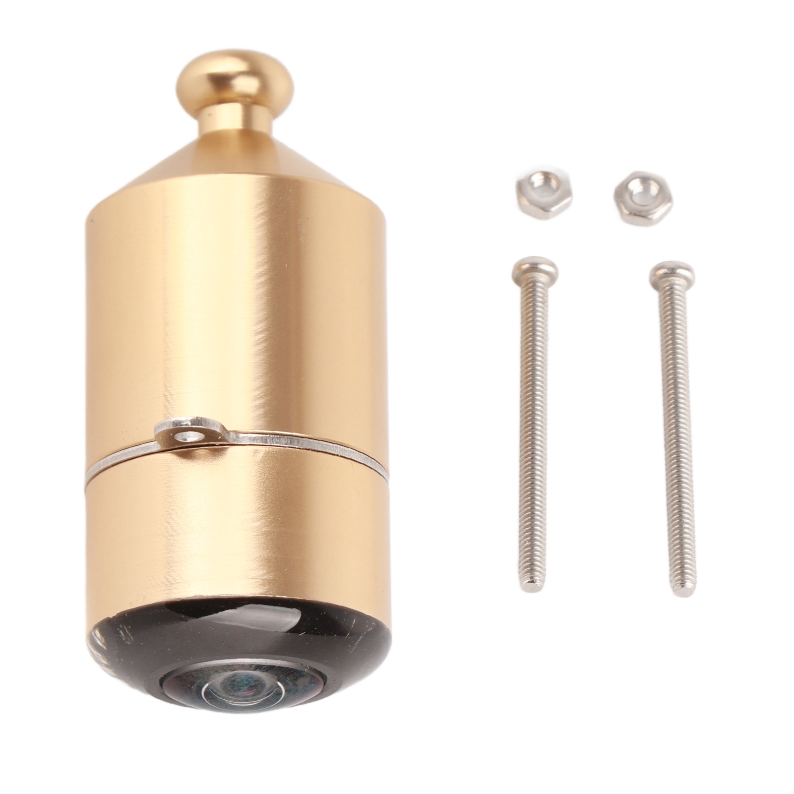 Goldene Kamera mit Befestigungsmaterial.