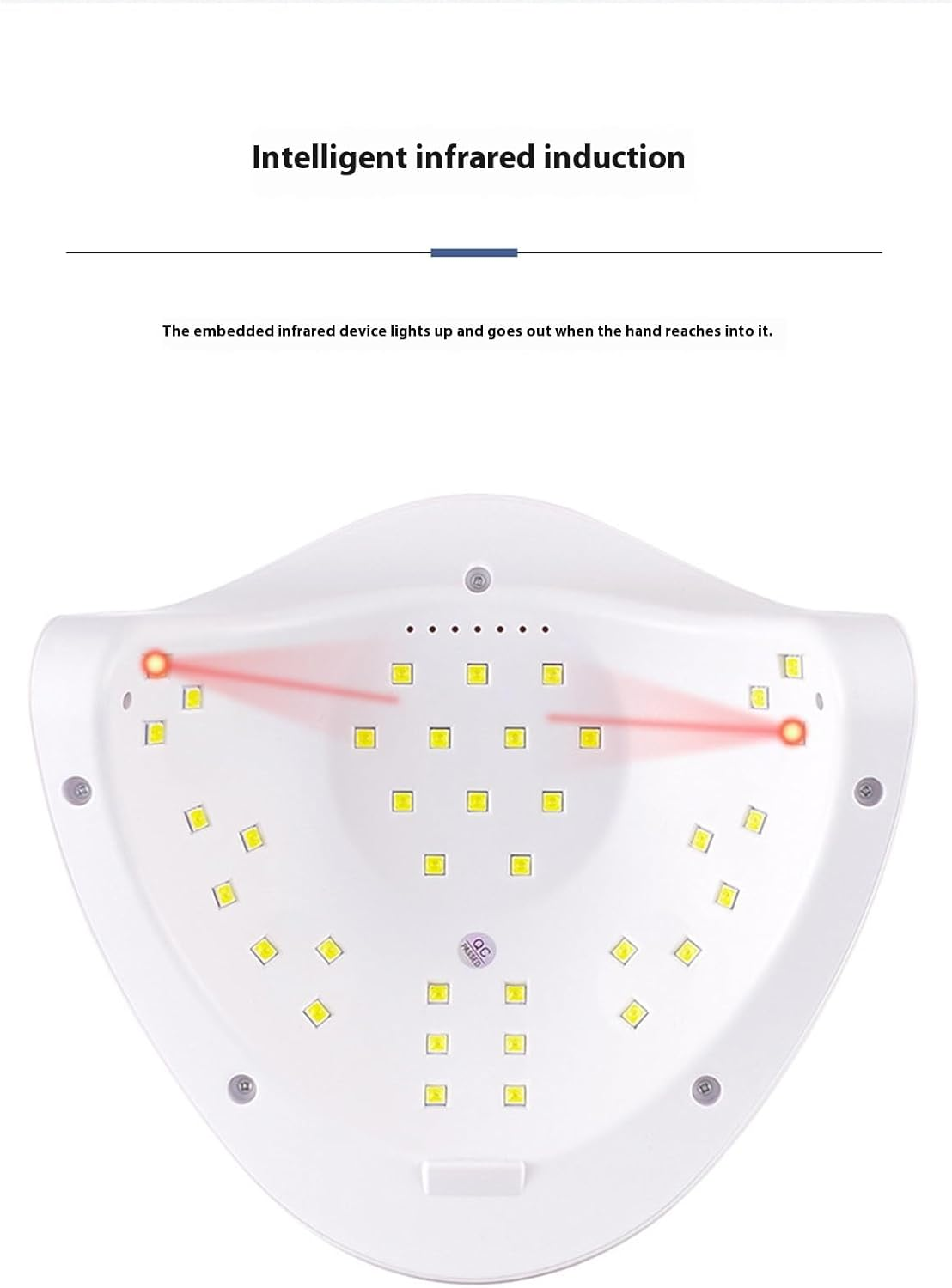 Weiße UV-Nagellampe mit vielen LEDs und roten Infrarotstrahlen.