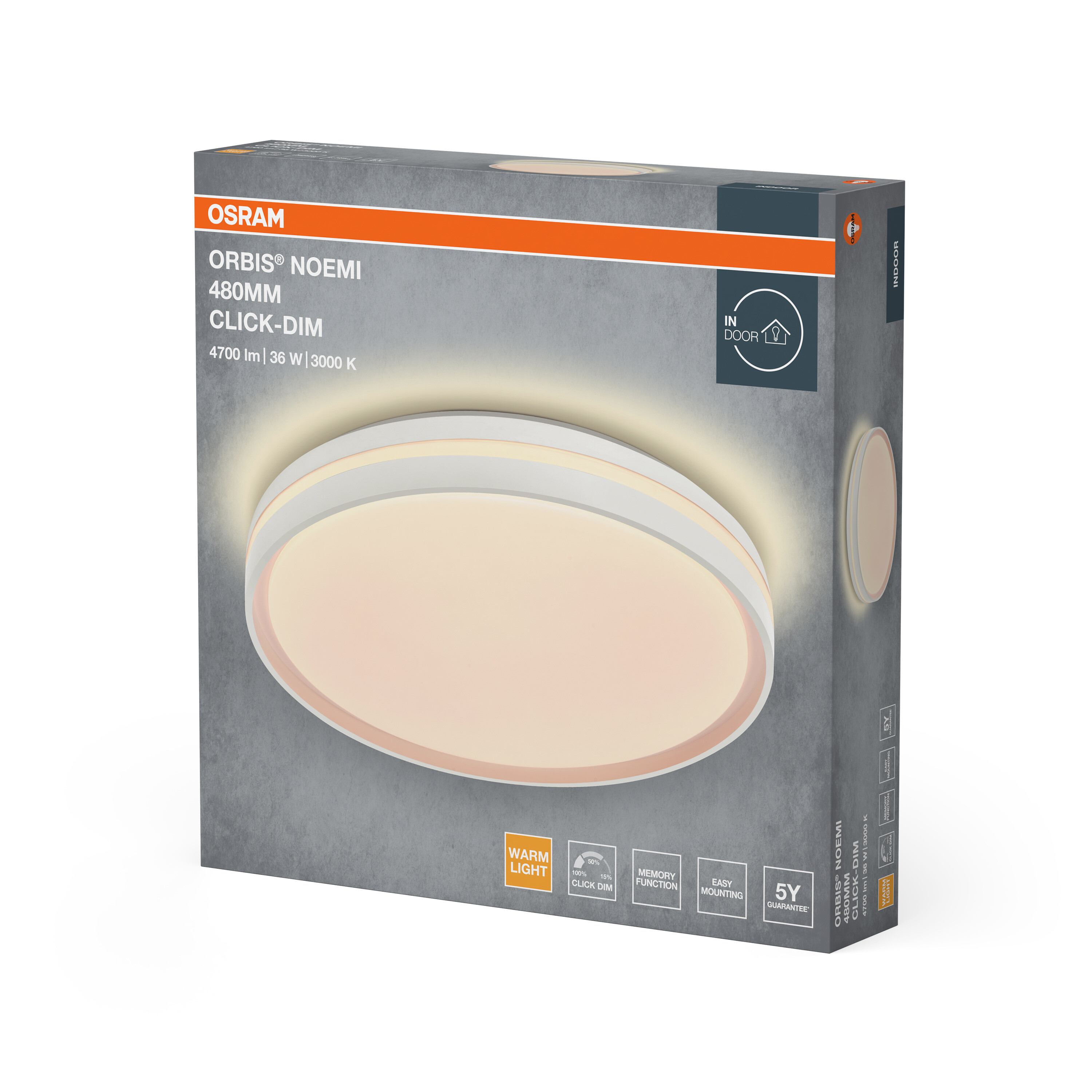 Osram Orbis Noemi Lampe, 480mm, Click-Dim, Warmlicht, 5 Jahre Garantie.