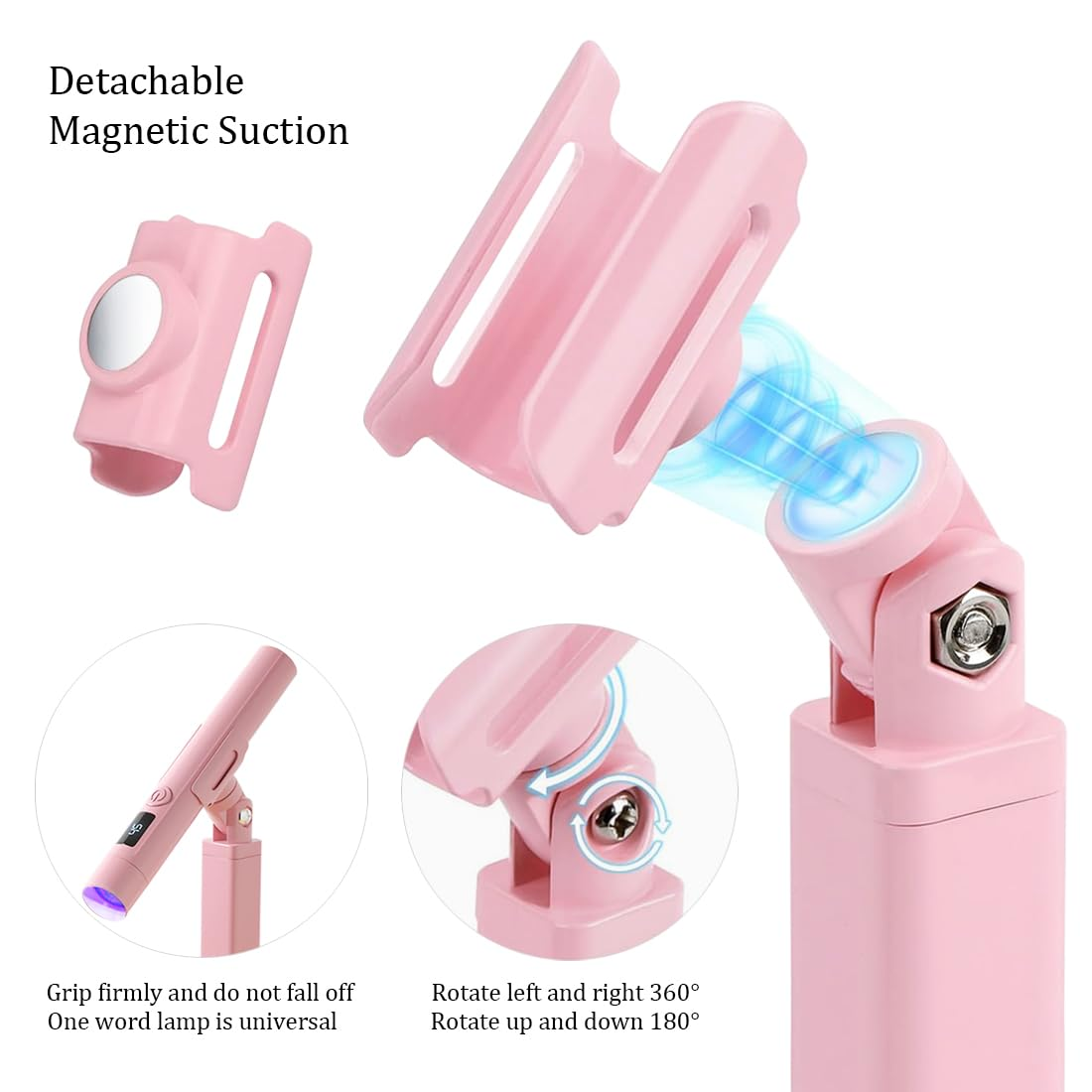 Ein pinker Handyhalter mit abnehmbarer magnetischer Saugung und Gelenk.