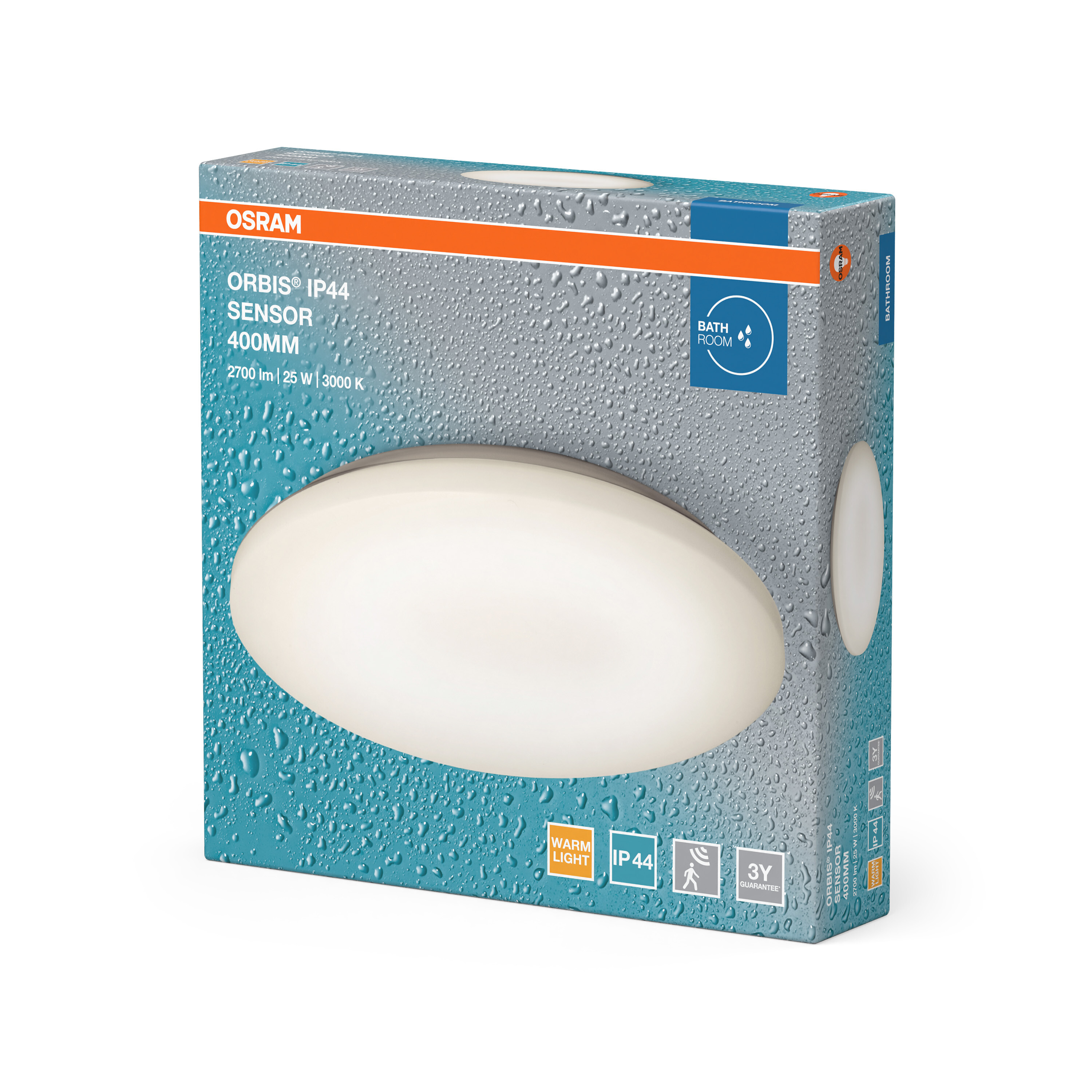 Osram Orbis IP44 Sensor 400mm Leuchte auf Verpackung.